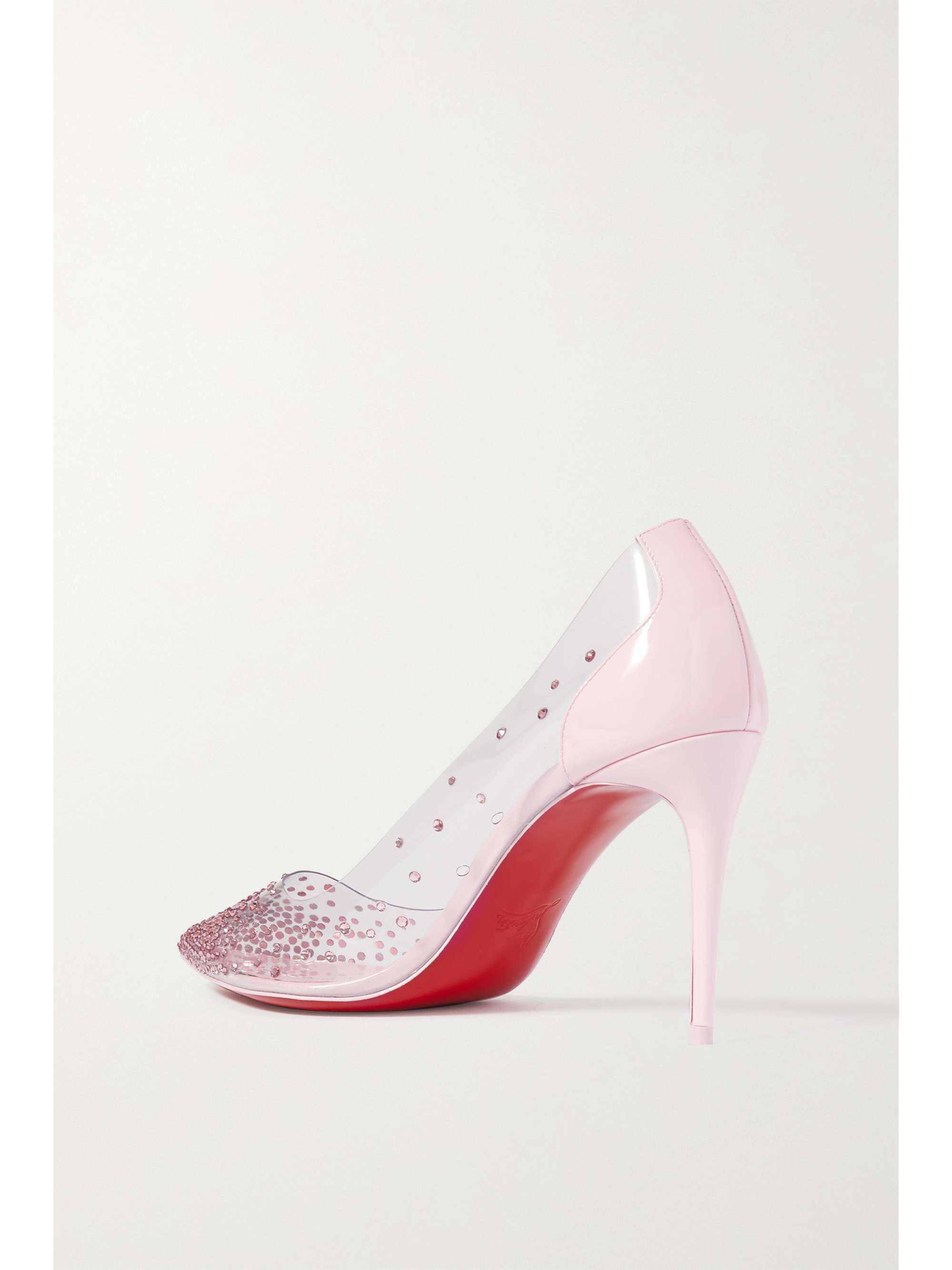 CHRISTIAN LOUBOUTIN Degrastrass 85 crystal-embellished PVC and leather pumps