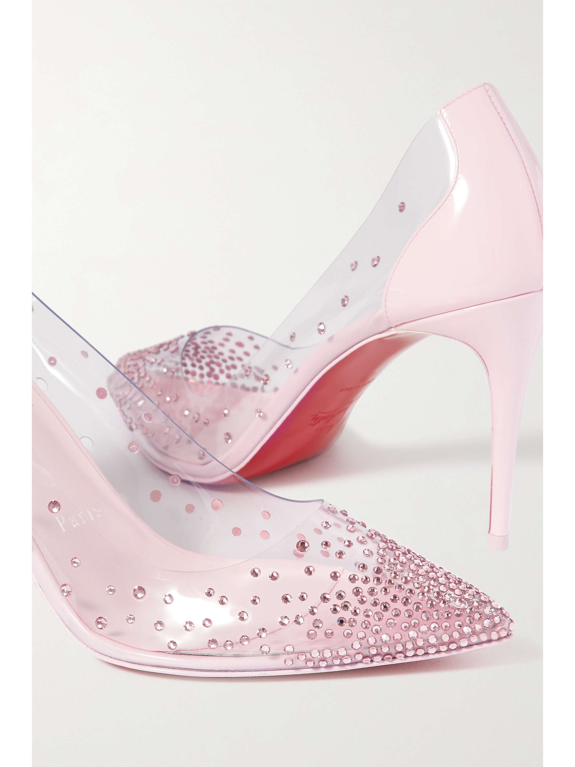 christian louboutin degrastrassita embellished pvc & leather pumps