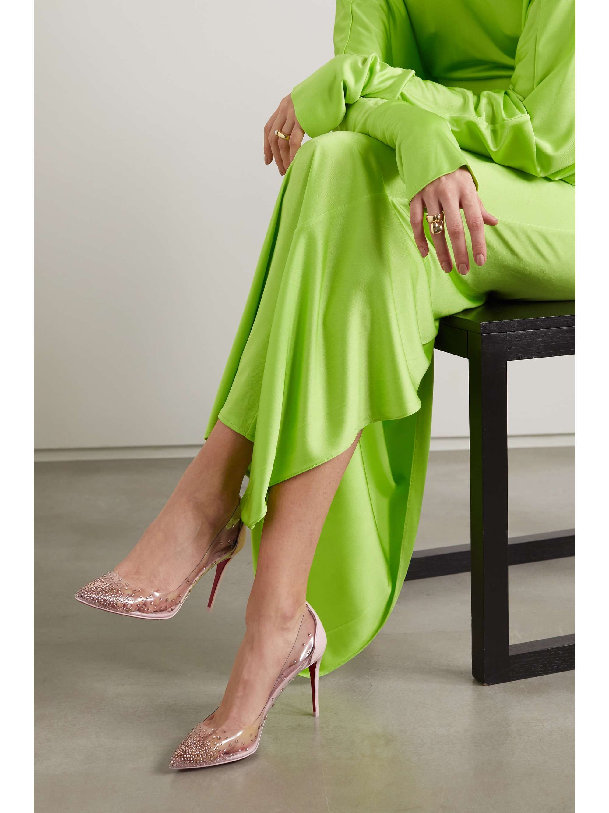degrastrassita embellished pvc & leather pumps