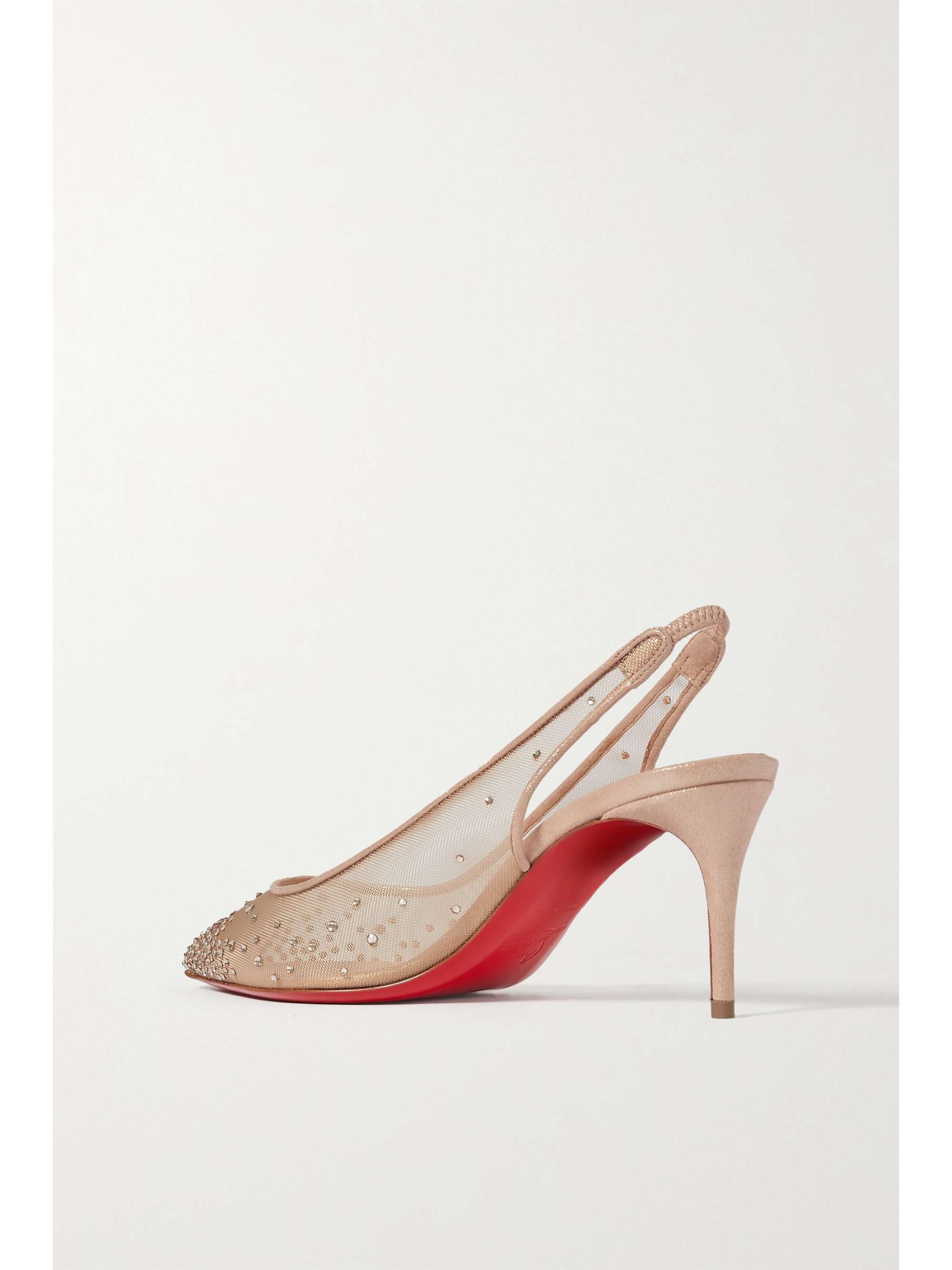 CHRISTIAN LOUBOUTIN Follies Strass 70 crystal-embellished mesh and glittered suede slingback pumps