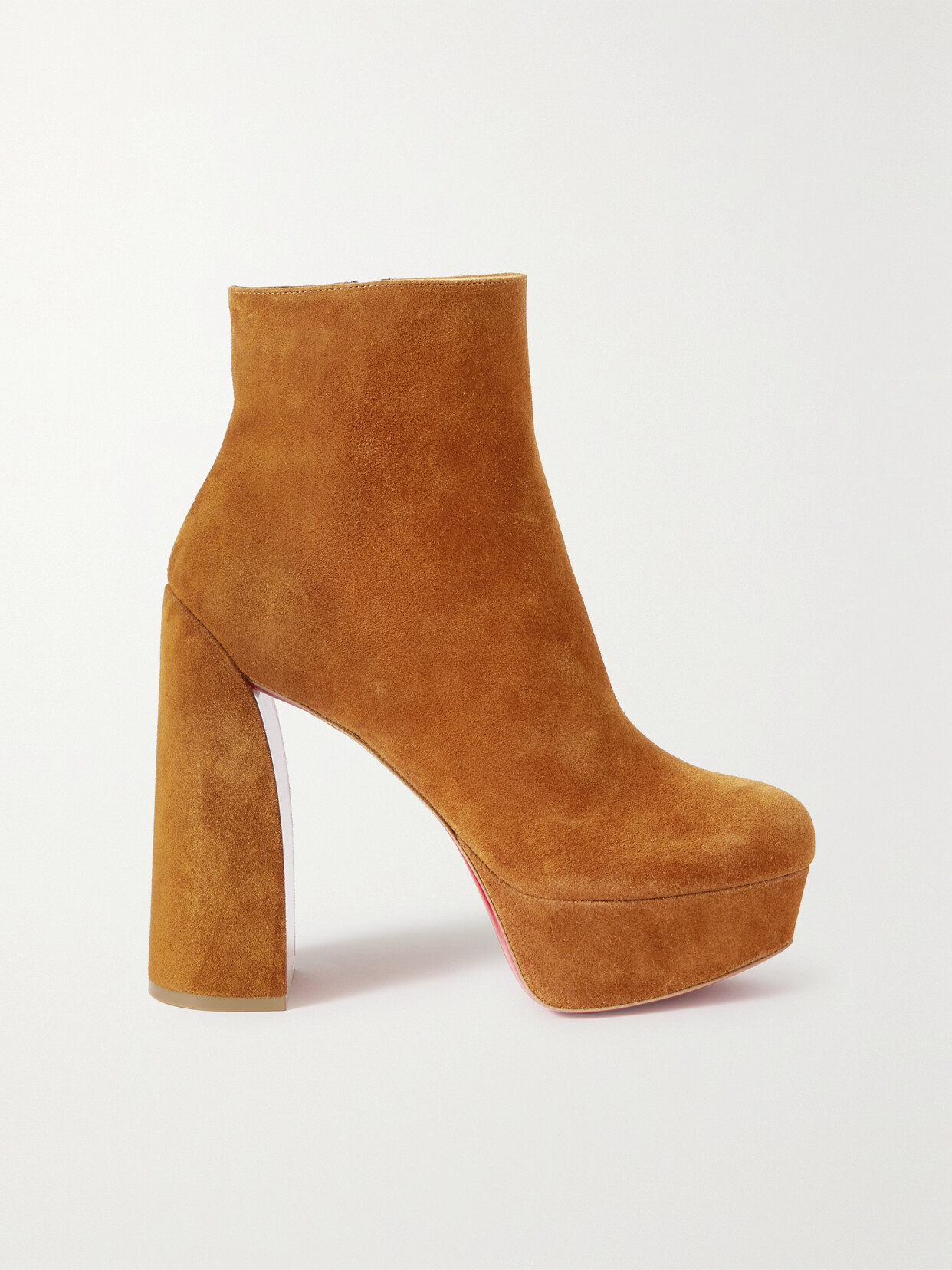 Christian Louboutin Movida Booty 130 Suede Platform Ankle Boots In Brown