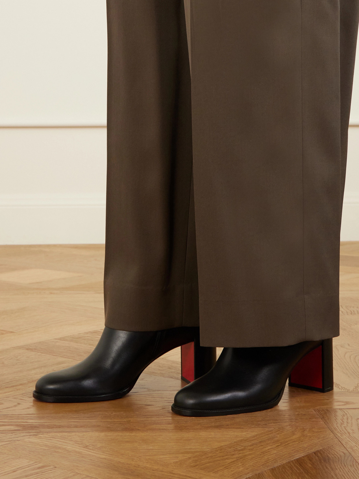 Christian Louboutin Womens Black Adoxa 70 Leather Heeled Boots In Black