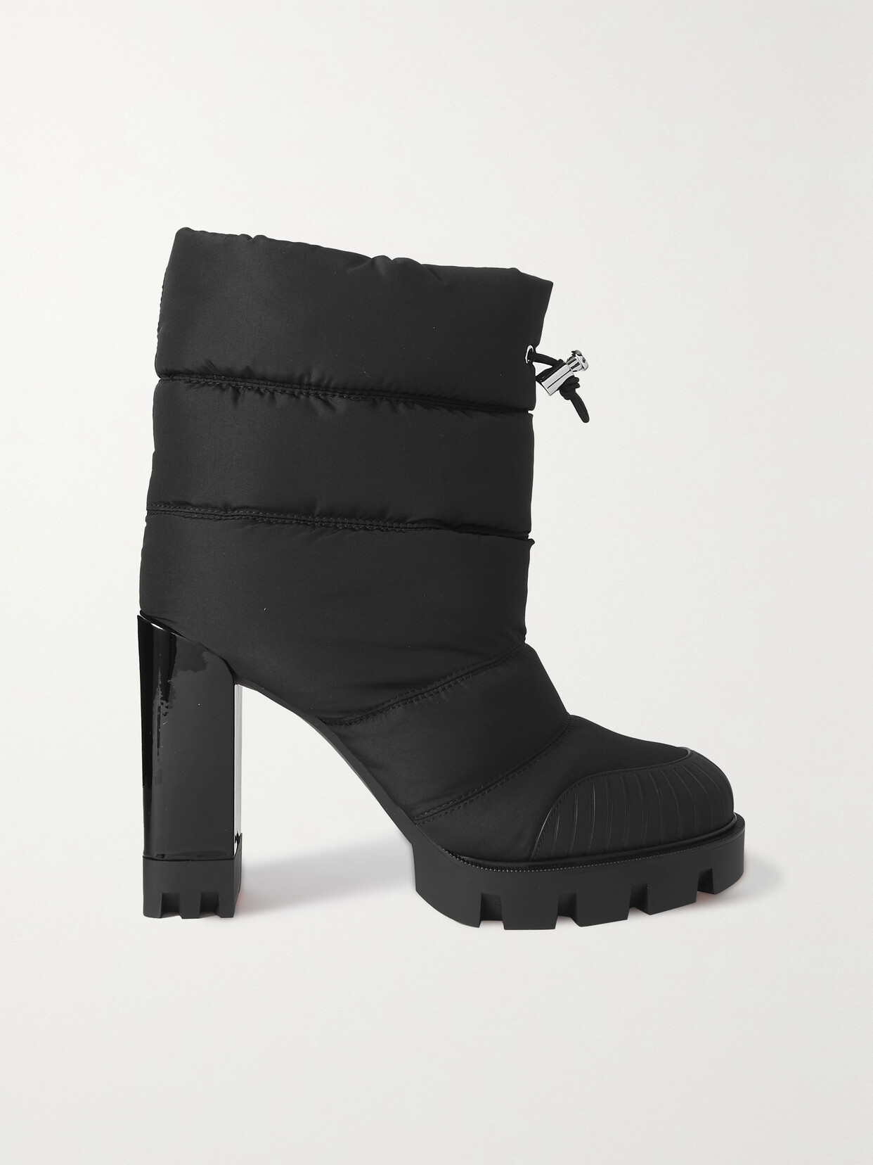 Shop Christian Louboutin Oriona 100 Rubber-trimmed Quilted Padded Shell Ankle Boots In Black