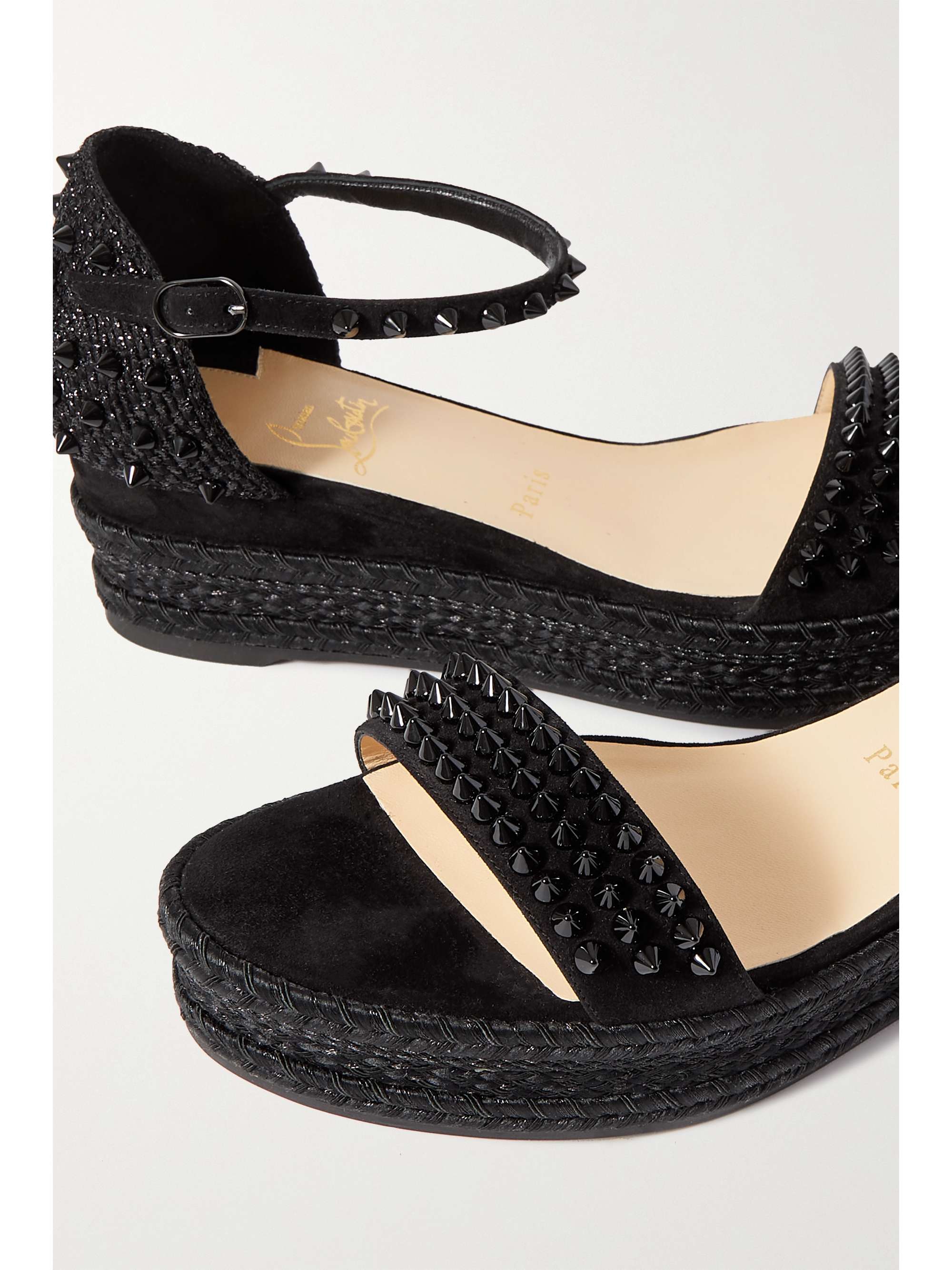 CHRISTIAN LOUBOUTIN Madmonica 60 spiked suede espadrille platform sandals