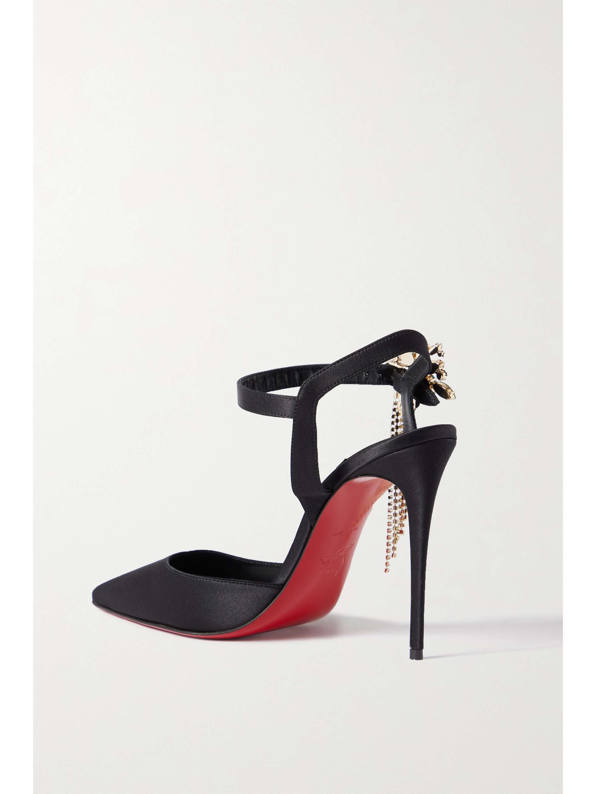 CHRISTIAN LOUBOUTIN Goldina Rain 100 crystal-embellished satin pumps