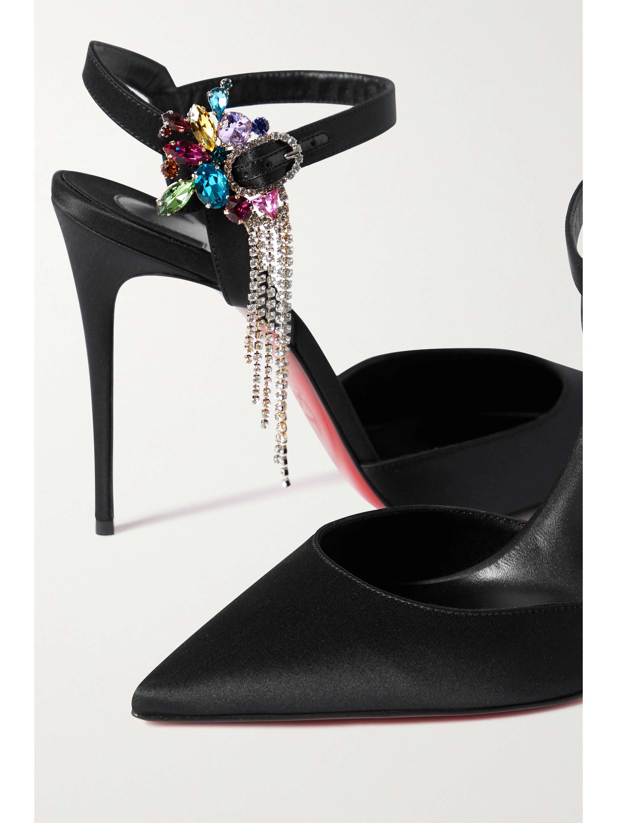 CHRISTIAN LOUBOUTIN Goldina Rain 100 crystal-embellished satin pumps