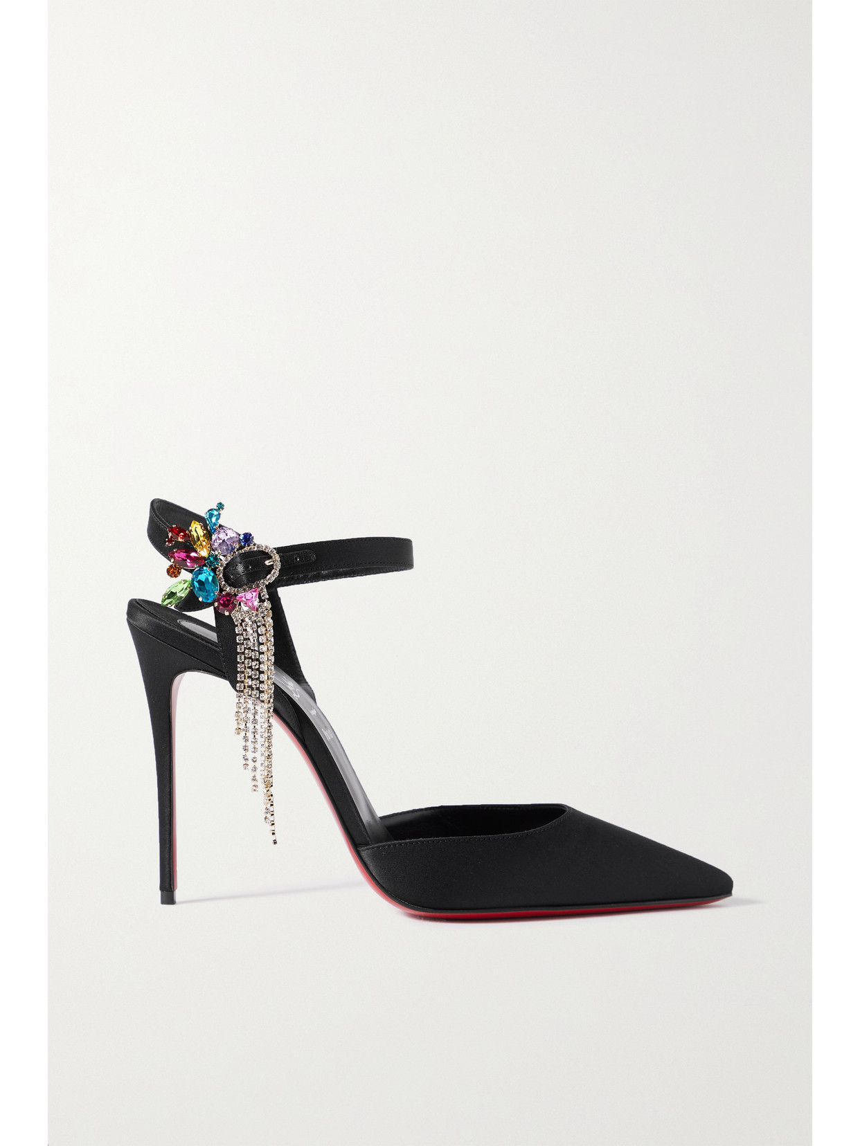 Christian Louboutin Goldina Rain 100 Crystal-embellished Satin Pumps