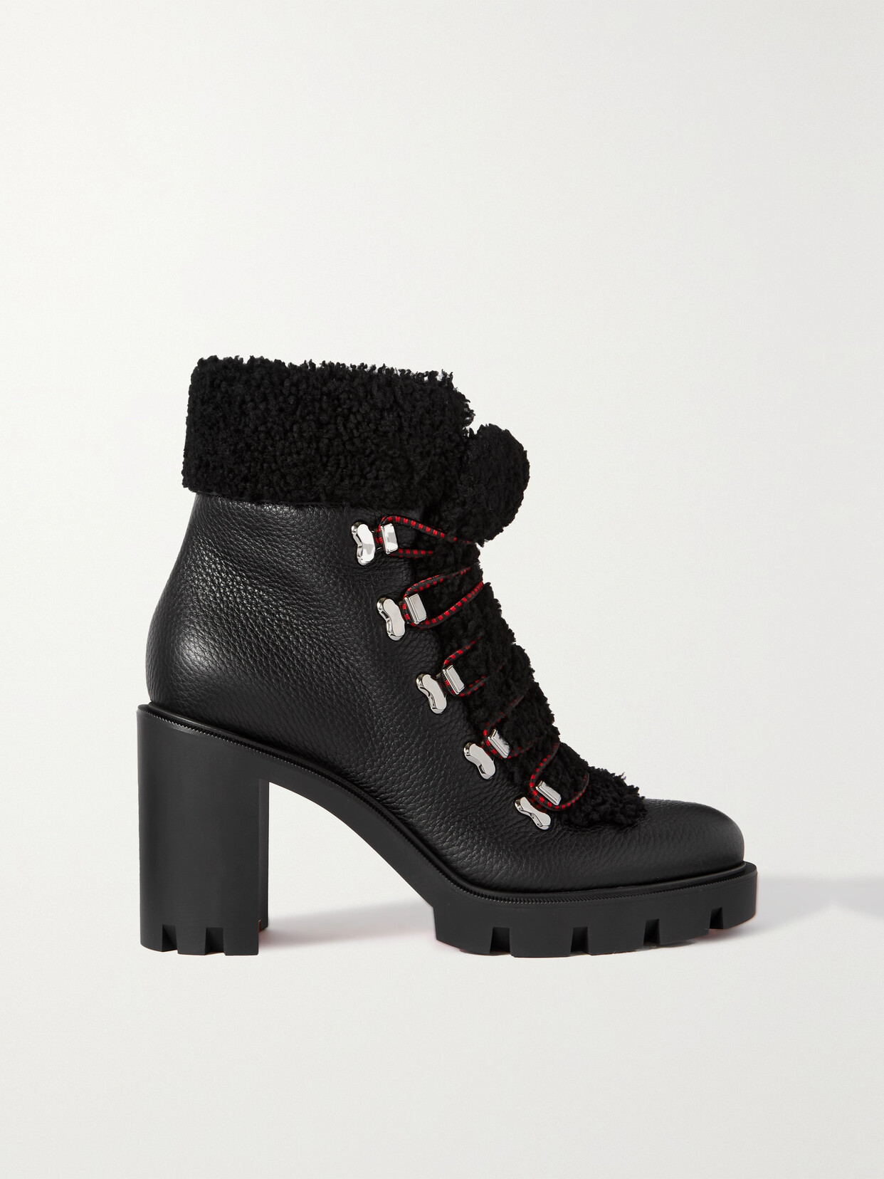 Christian Louboutin Edelvizir 70 Shearling-trimmed Leather Ankle Boots - Black