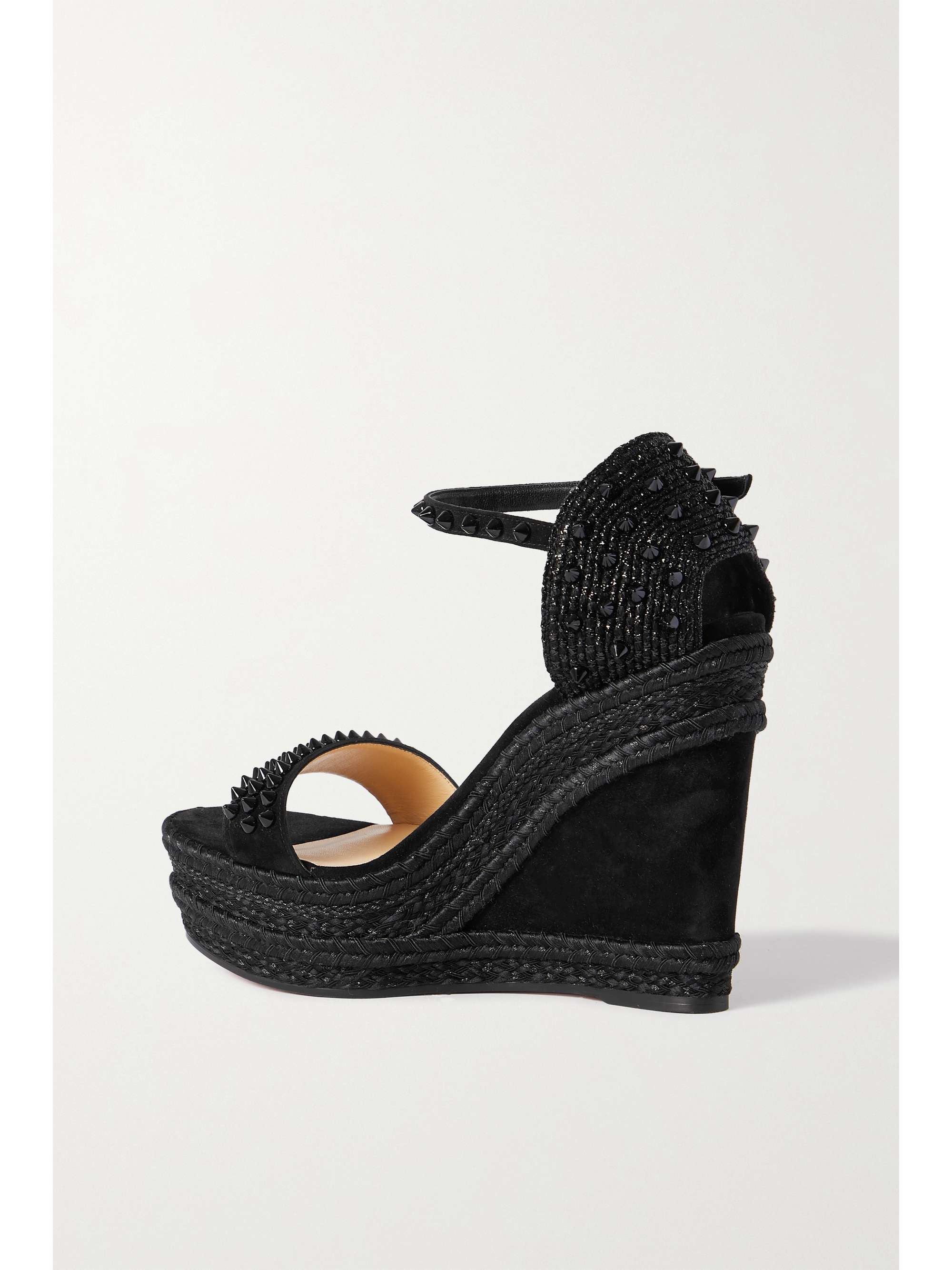 CHRISTIAN LOUBOUTIN Madmonica 120 spiked suede espadrille wedge sandals