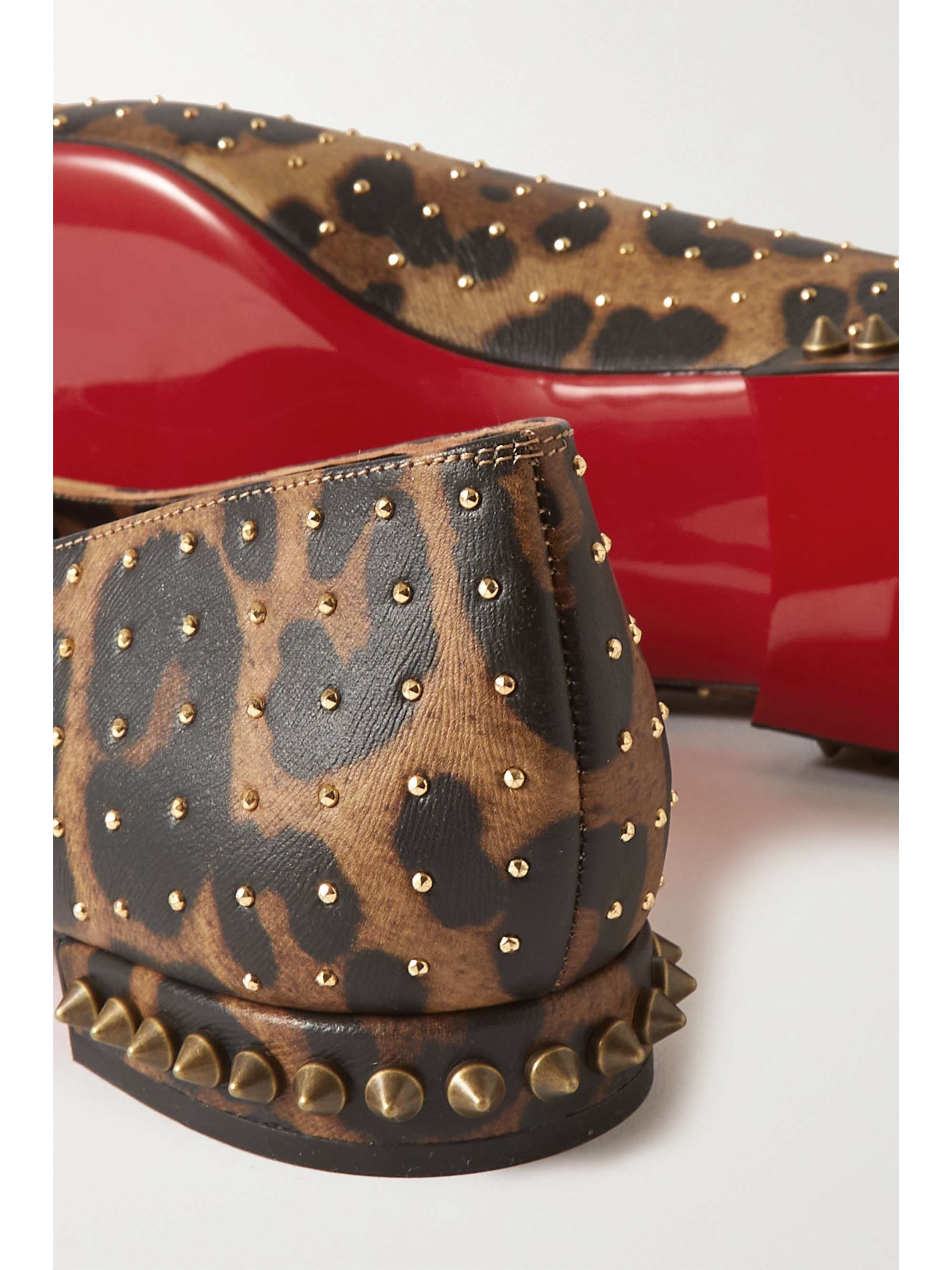 CHRISTIAN LOUBOUTIN Free Hall Plume studded leopard-print leather point-toe flats