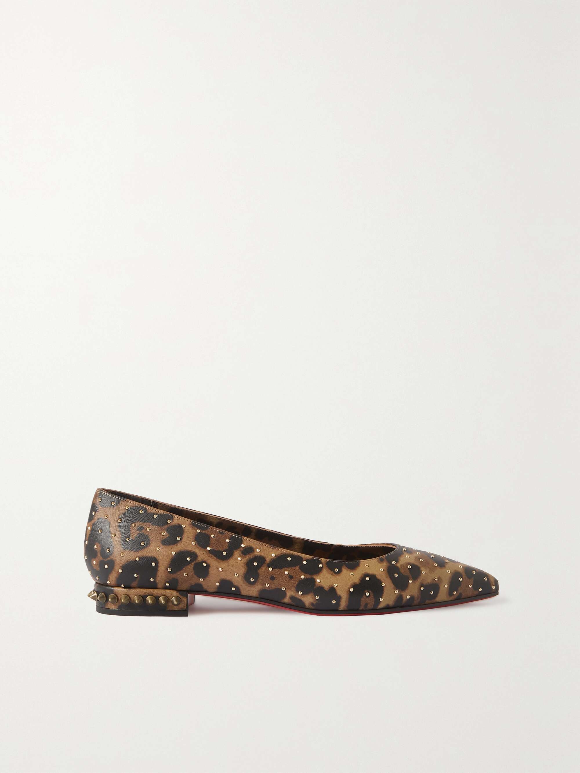 Encommium protein Arkæologiske CHRISTIAN LOUBOUTIN Free Hall Plume studded leopard-print leather point-toe  flats | NET-A-PORTER