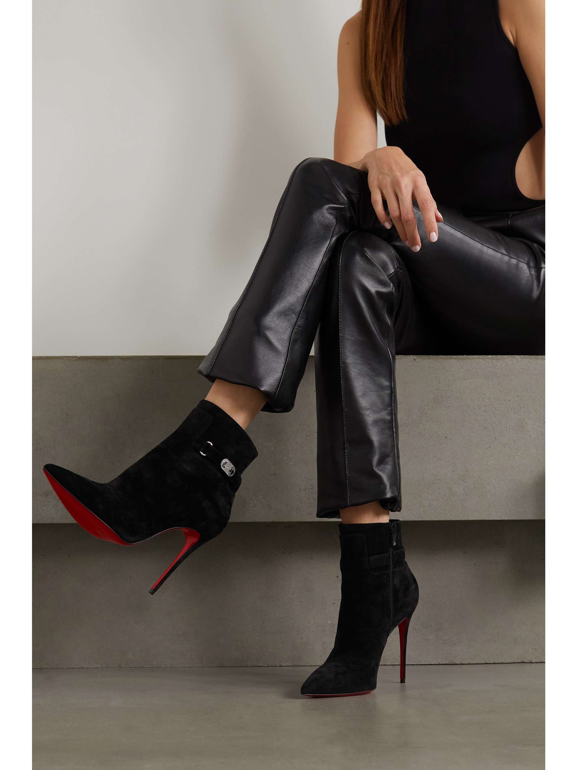 CHRISTIAN LOUBOUTIN Lock So Kate 100 suede ankle boots