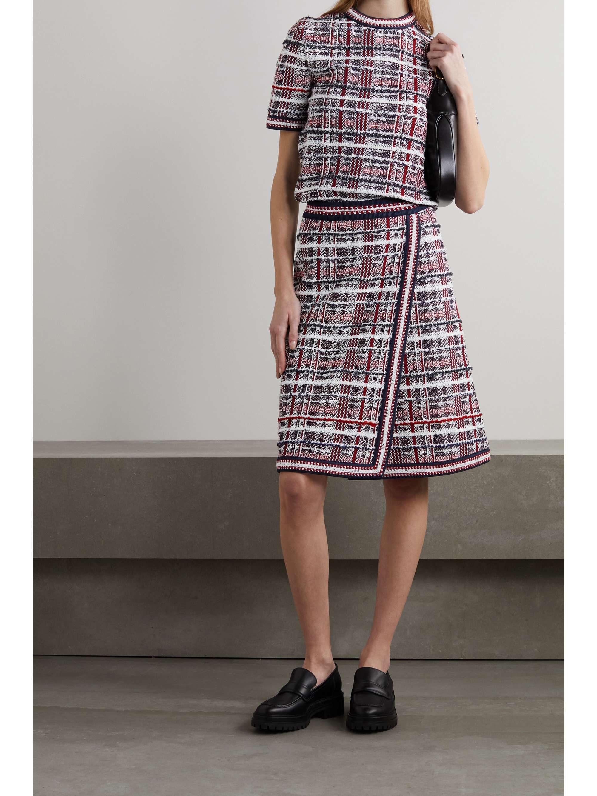 THOM BROWNE 格纹棉质混纺提花半身裙