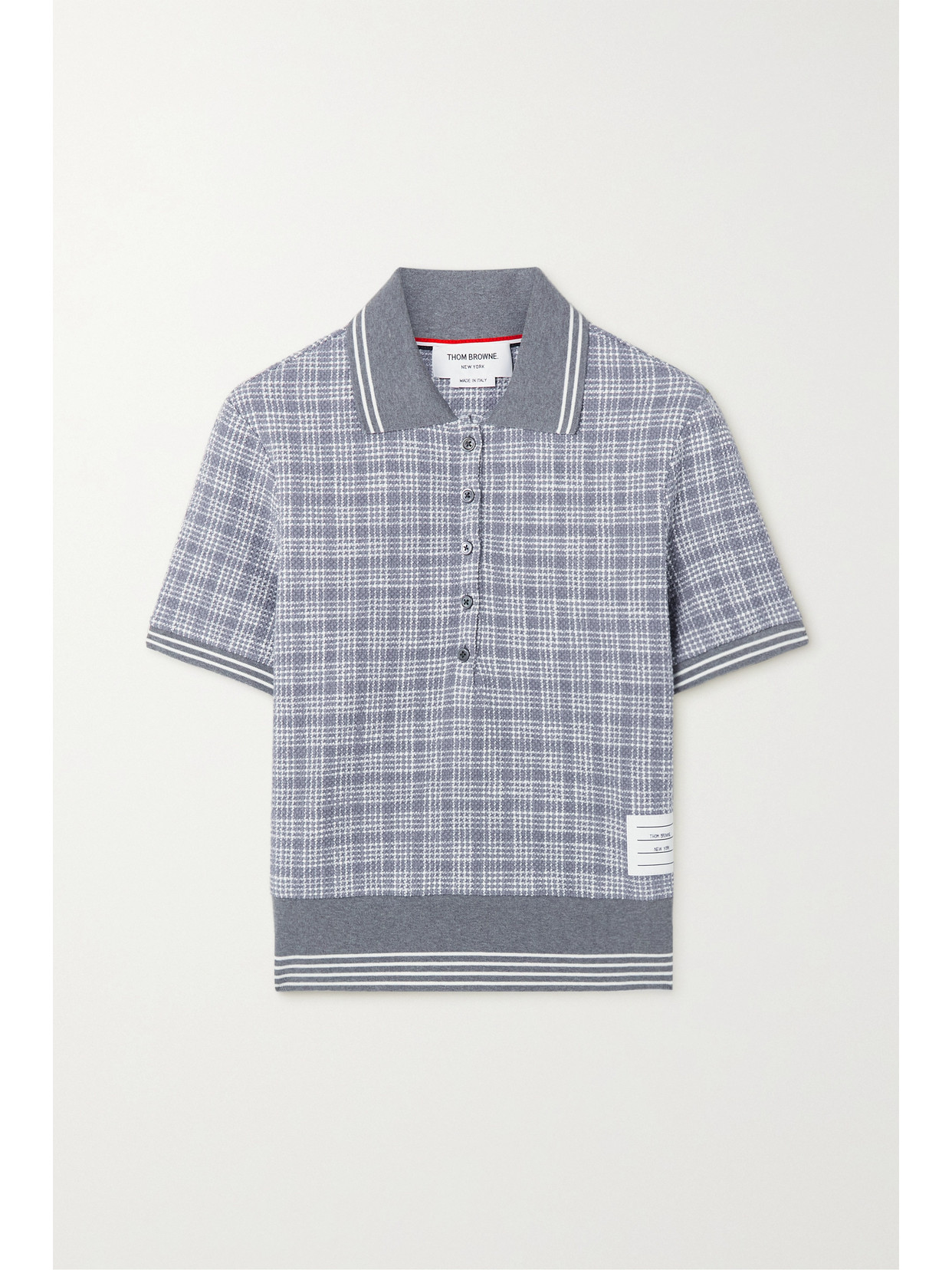 Thom Browne Appliquéd Checked Cotton-blend Tweed Polo Shirt