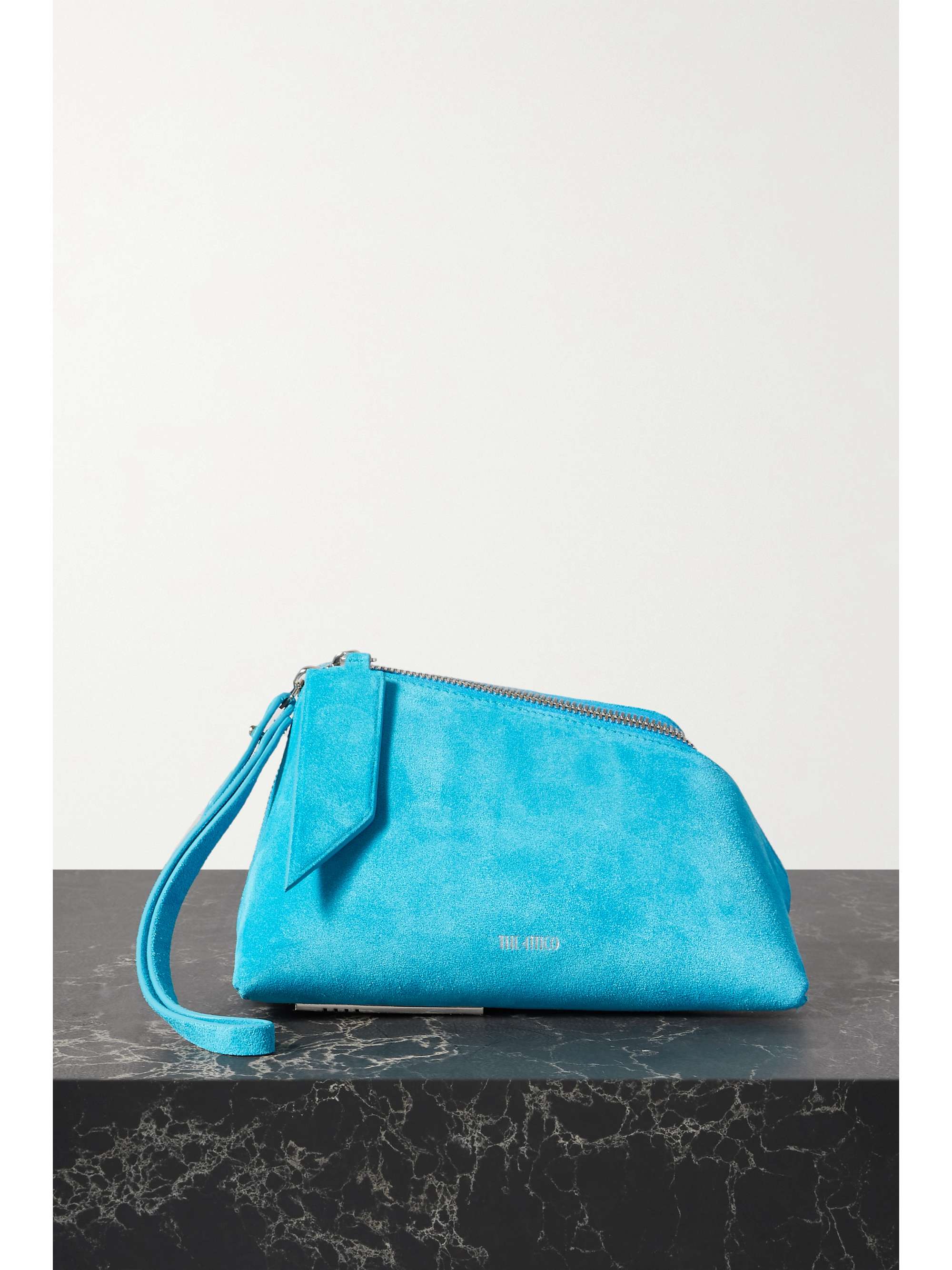 blue suede purse