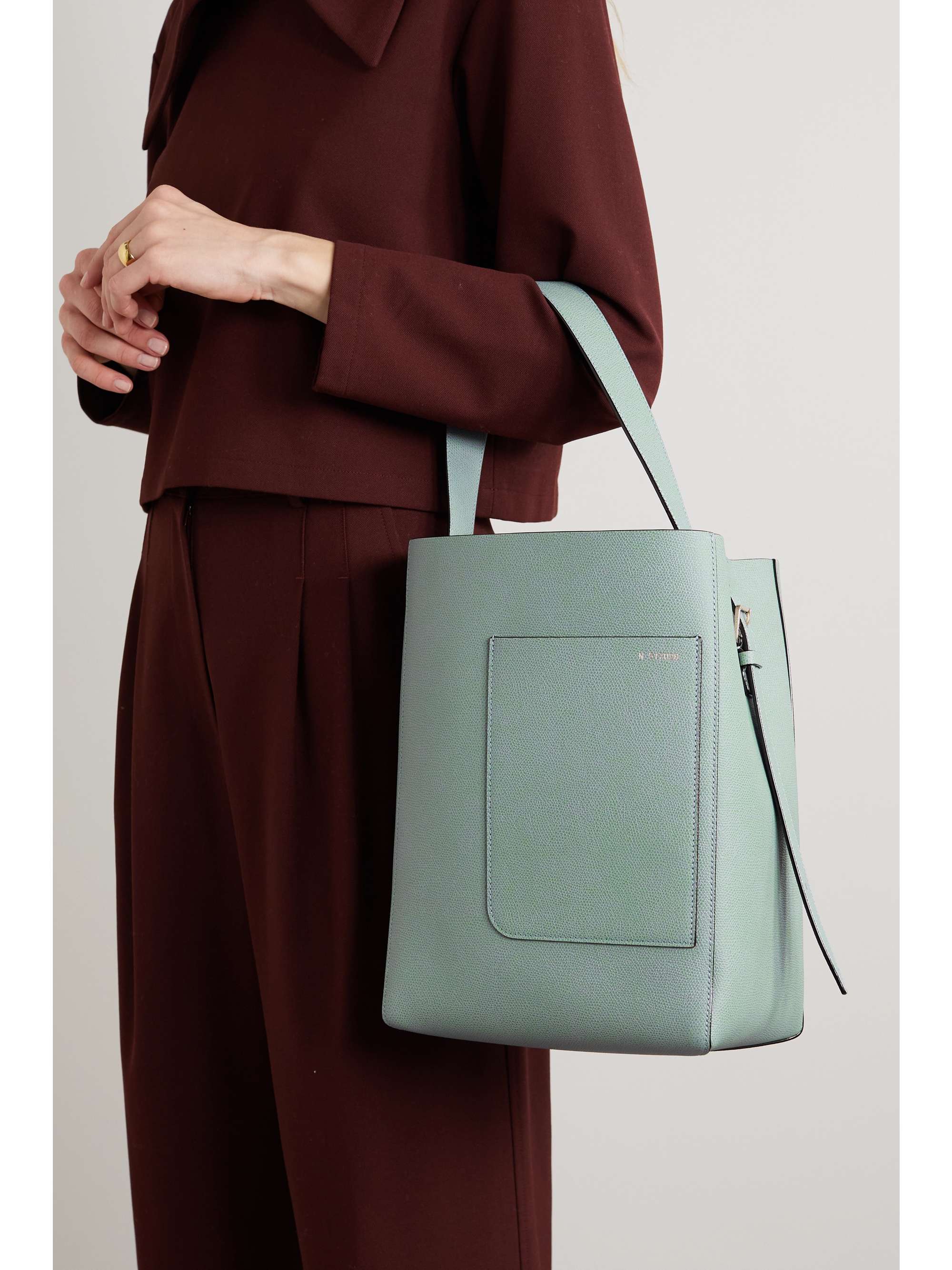 VALEXTRA Sac à main en cuir texturé Secchiello Medium