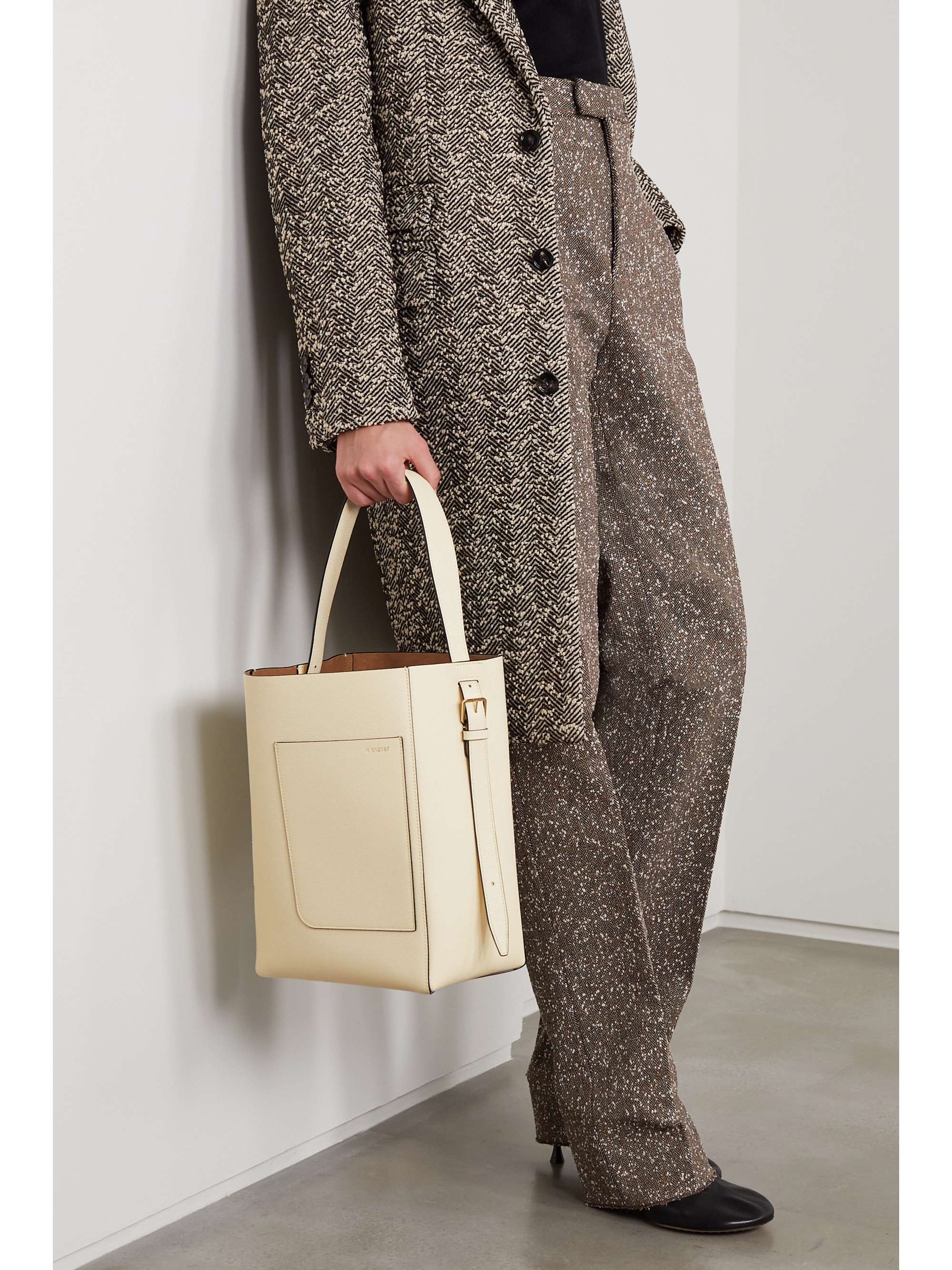 VALEXTRA Sac à main en cuir texturé Secchiello Medium