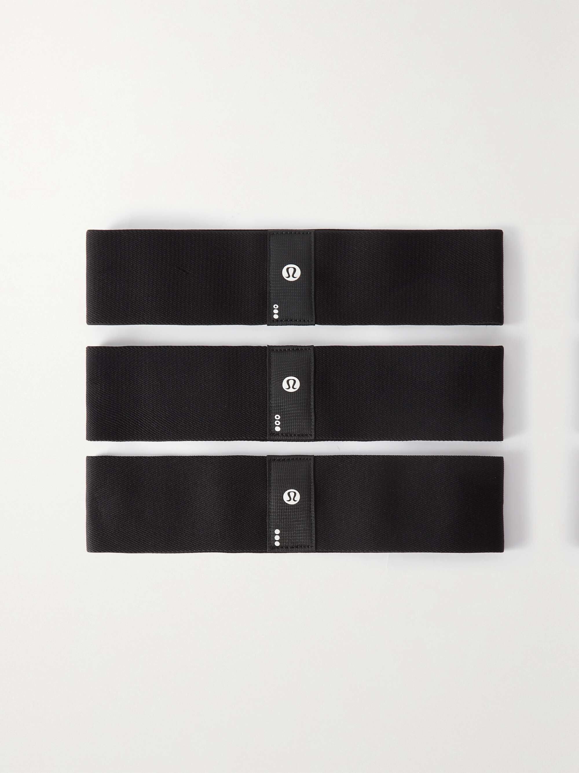 Set of three printed stretch-knit resistance bands - black - One Size