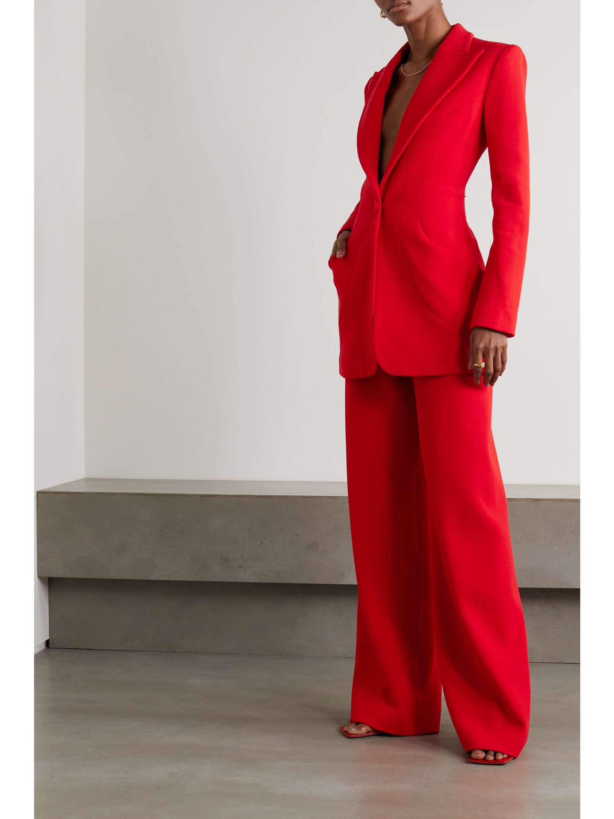 Red Wool-crepe wide-leg pants | SERGIO 