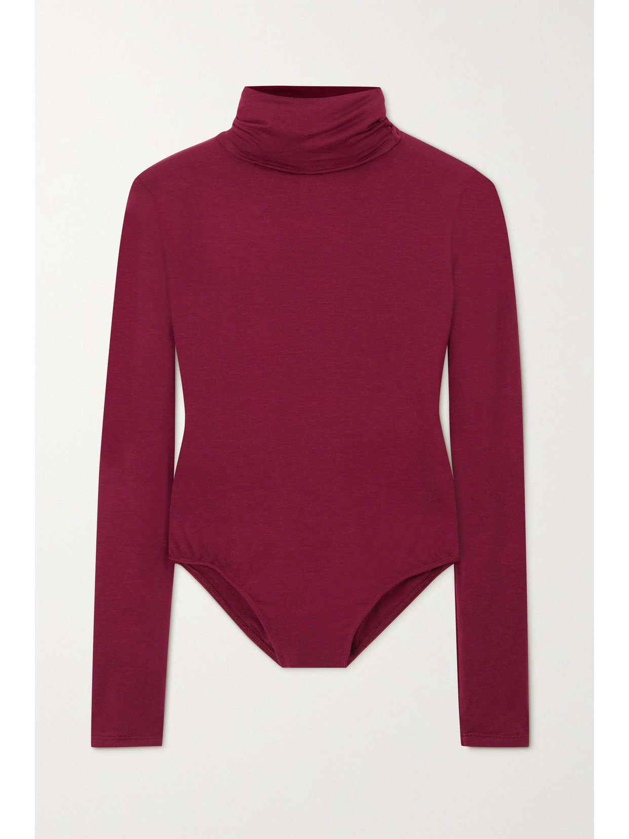 Sergio Hudson Bamboo-jersey Turtleneck Bodysuit In Burgundy