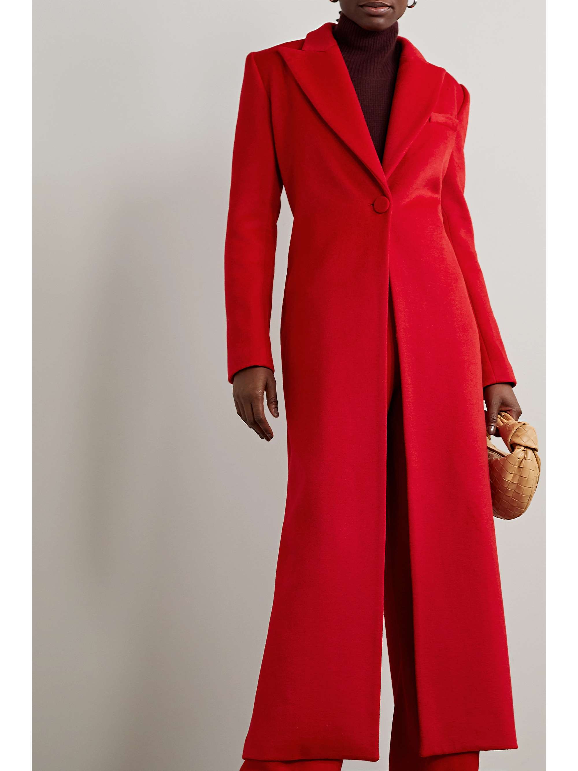red wool blend coat