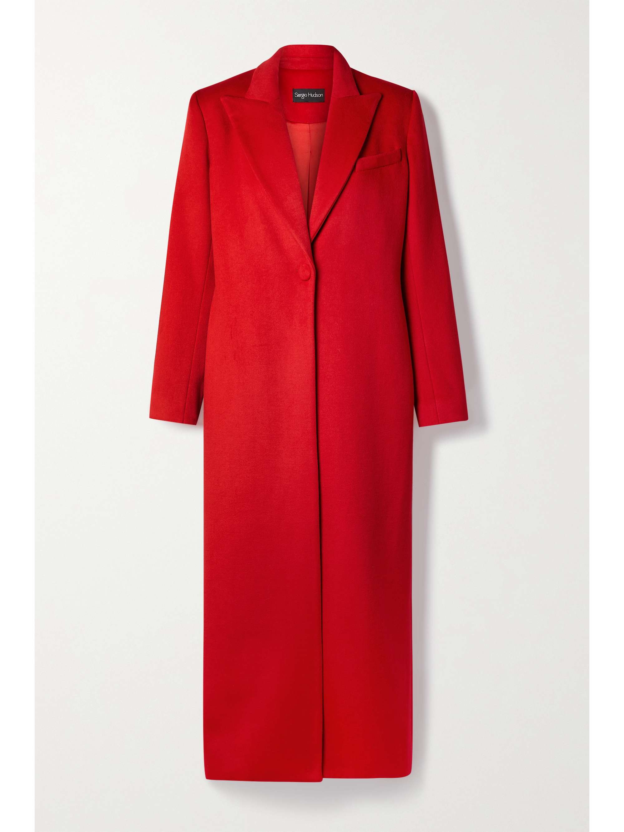 red wool blend coat