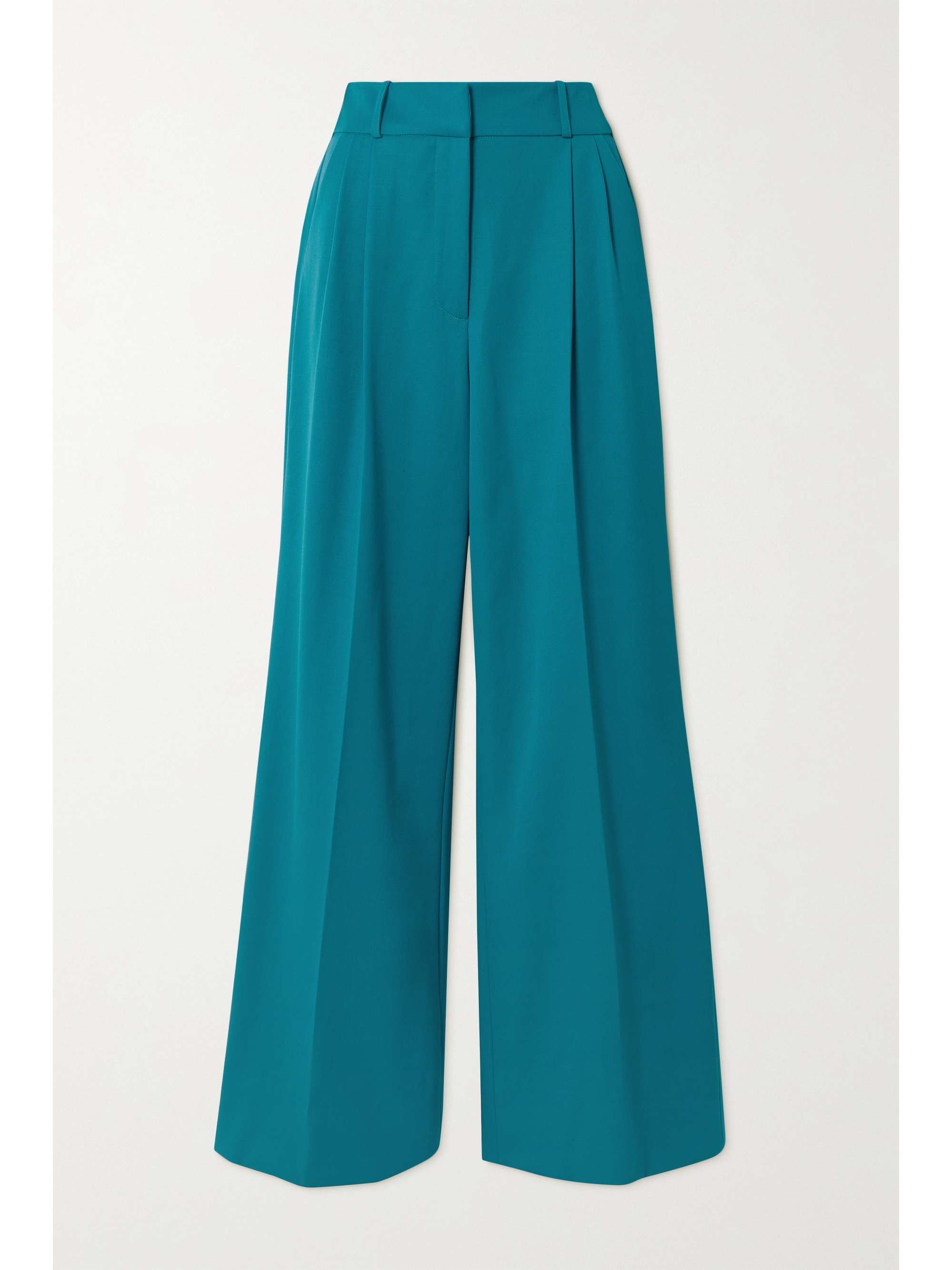 Sky blue Pleated wool-gabardine wide 