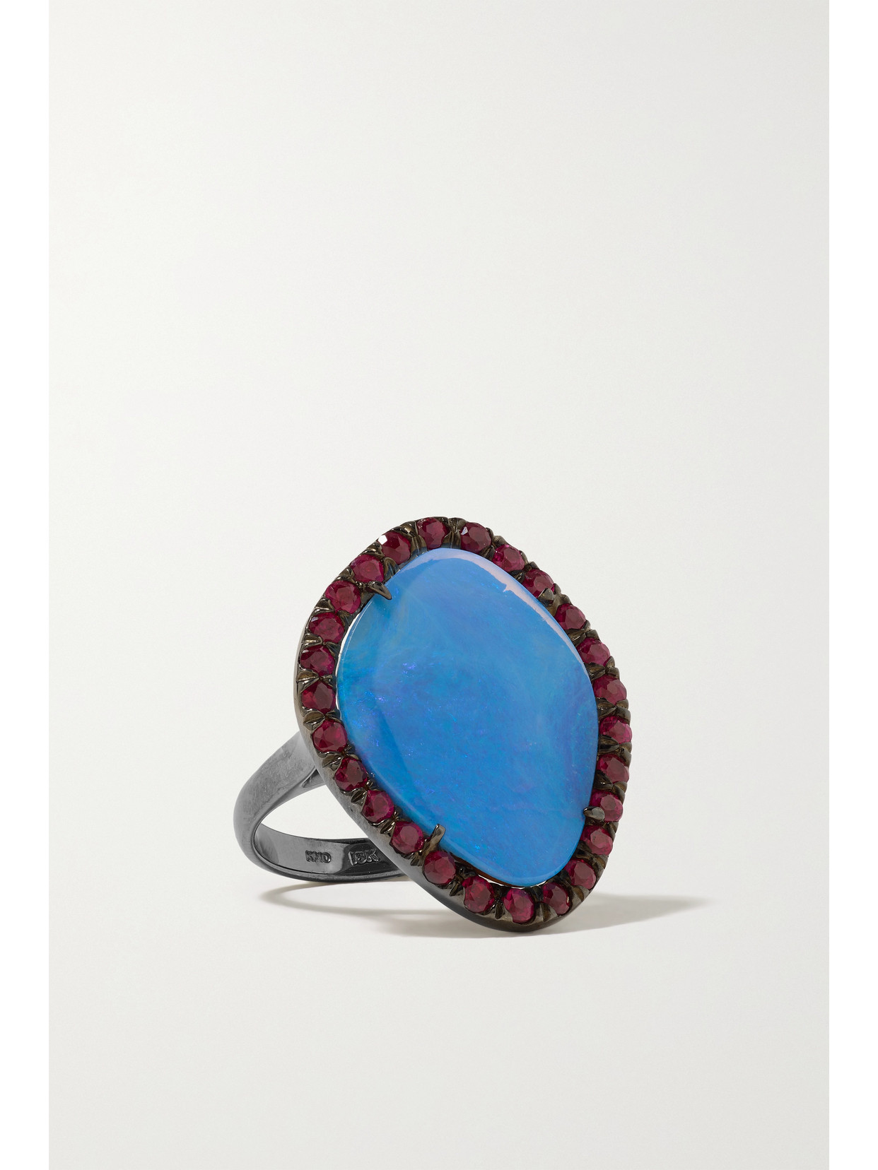 Kimberly Mcdonald Rhodium-plated 18-karat White Gold, Opal And Ruby Ring