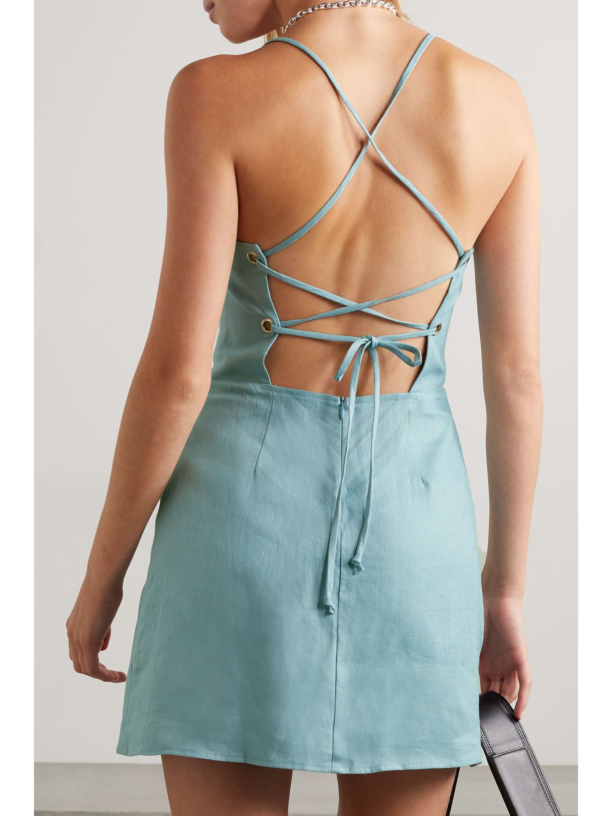 linen backless dress