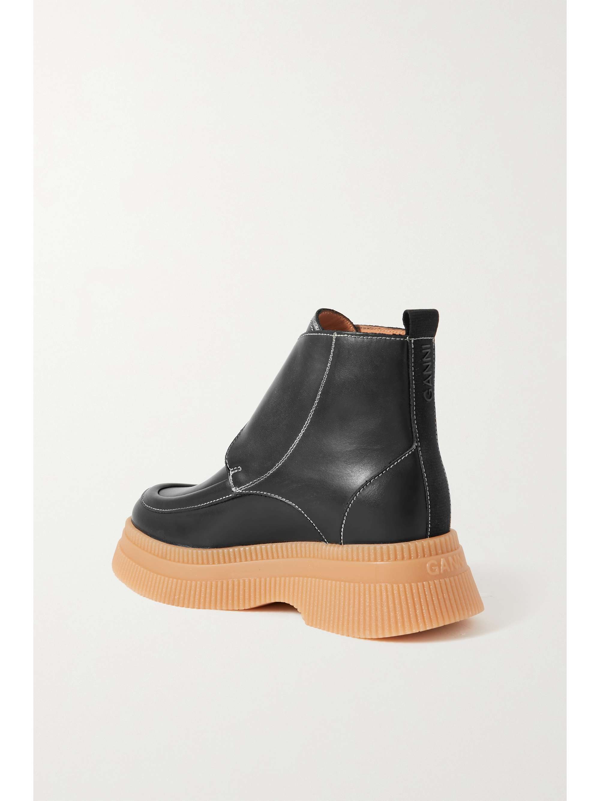 Black Buckled leather platform ankle 