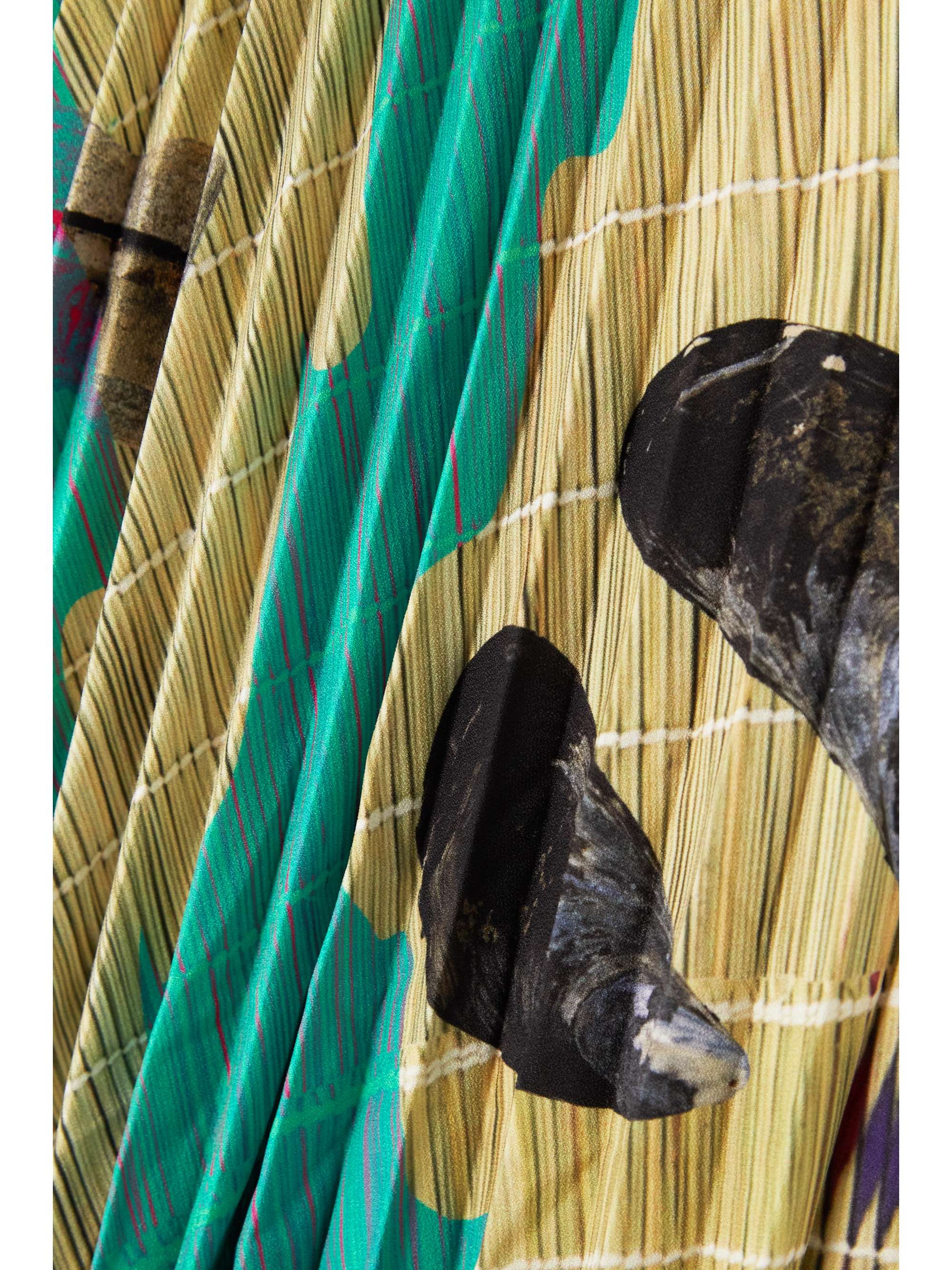 THEBE MAGUGU Asymmetric pleated printed crepe skirt