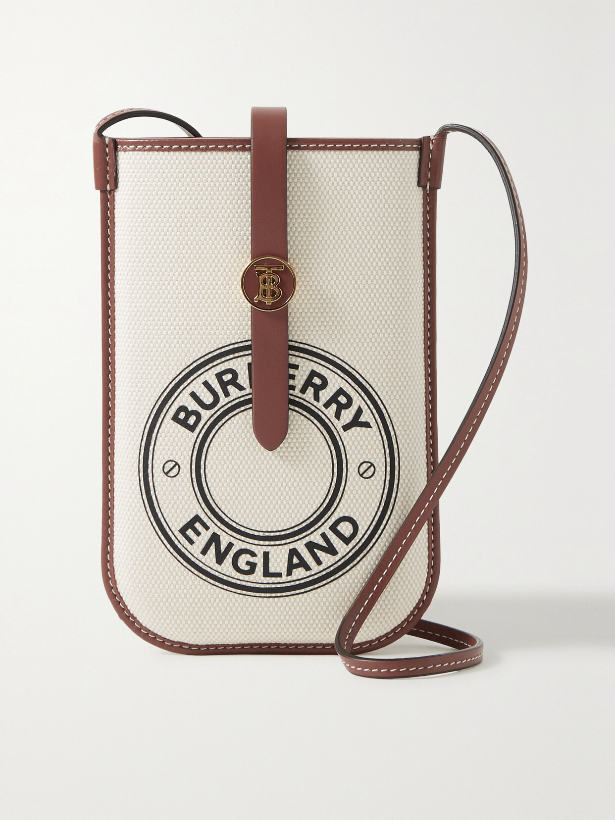Burberry - Leather-trimmed Printed Canvas Phone Case - Tan - one size