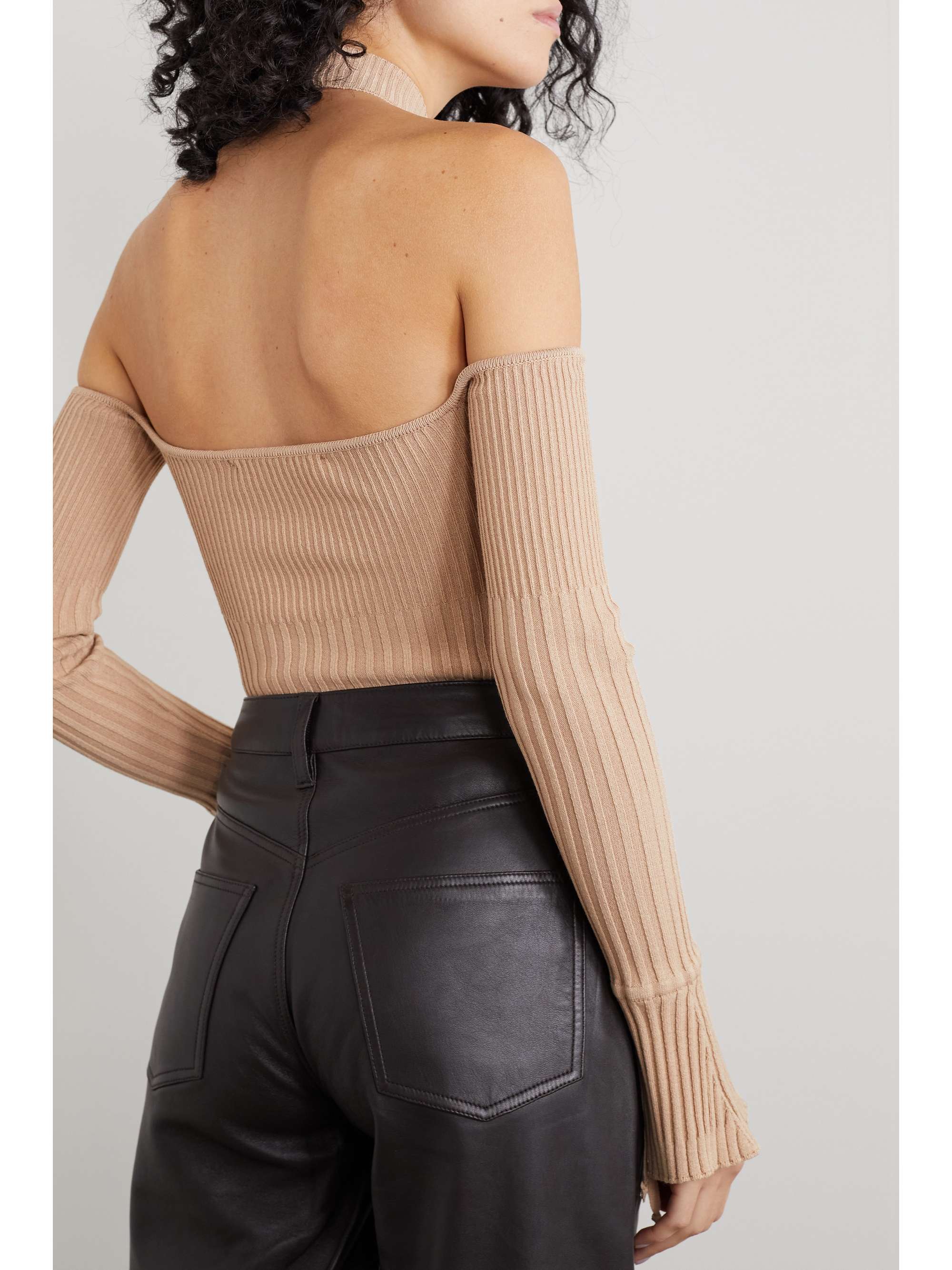 ANDREĀDAMO Cutout ribbed-knit top