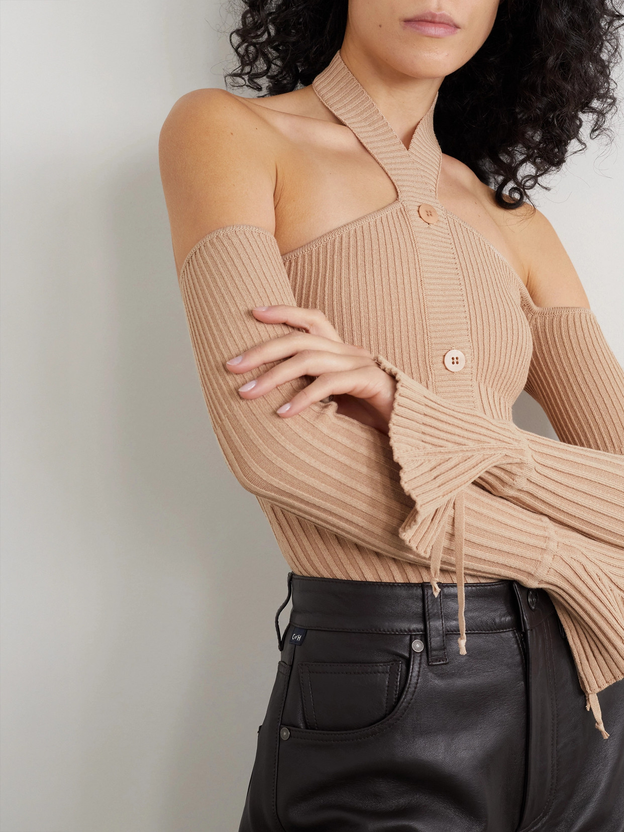Andreādamo - Cutout Ribbed-Knit Top