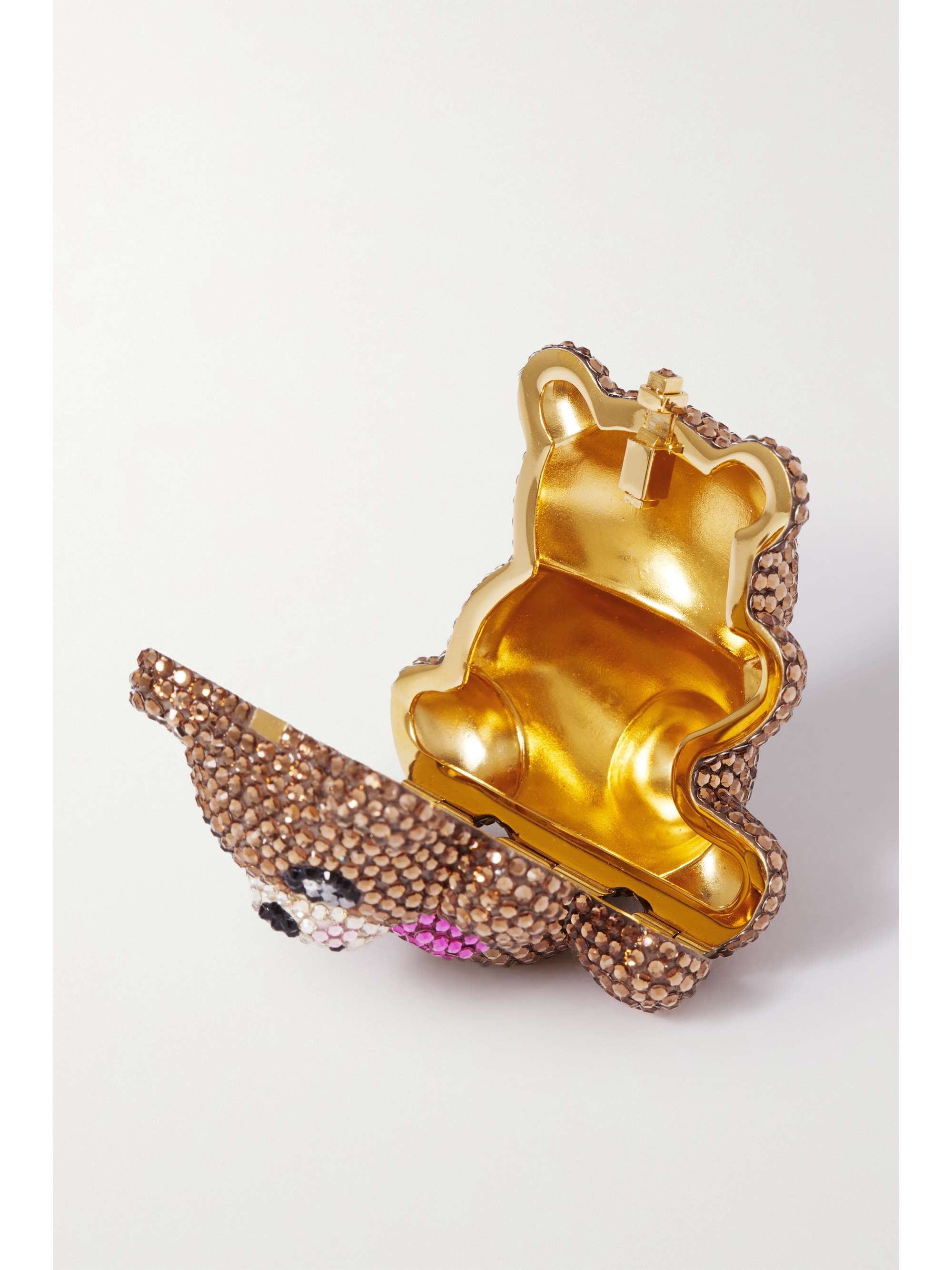 JUDITH LEIBER COUTURE Teddy Bear mini crystal-embellished gold-tone clutch