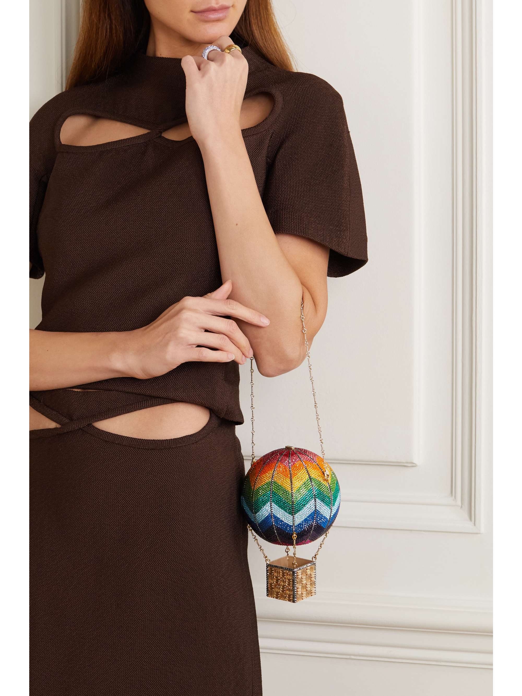 JUDITH LEIBER COUTURE Hot Air Balloon crystal-embellished gold-tone clutch