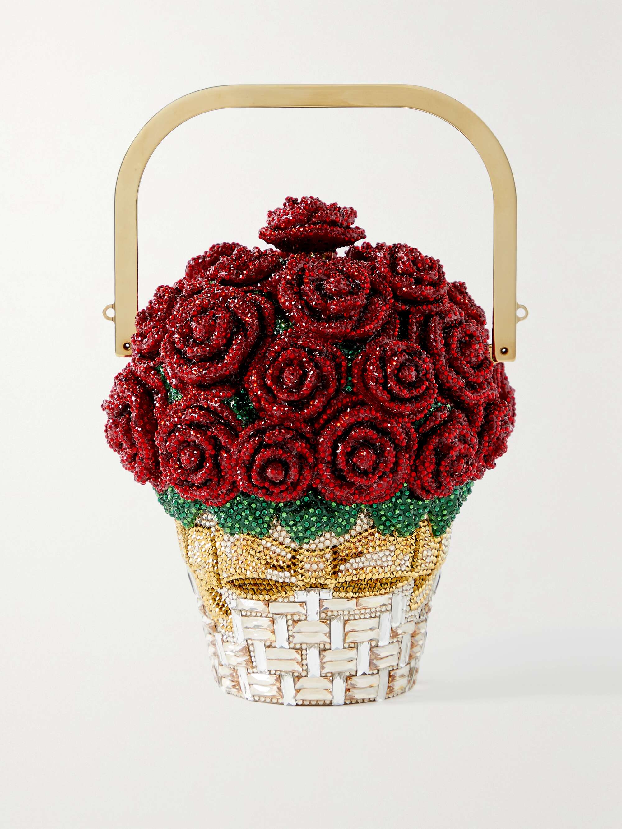 Basket of Roses crystal-embellished gold-tone clutch