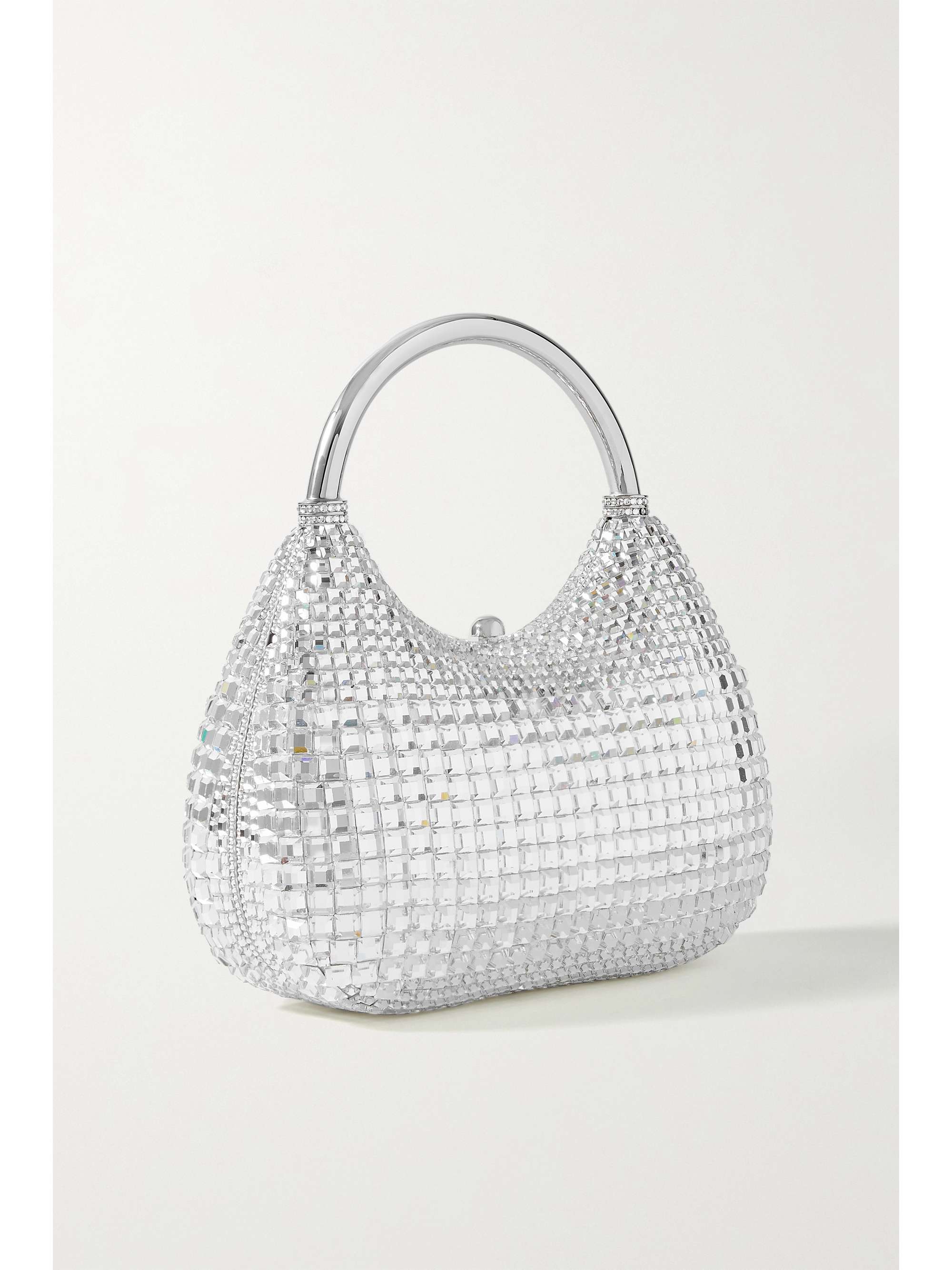 JUDITH LEIBER COUTURE Disco crystal-embellished silver-tone tote