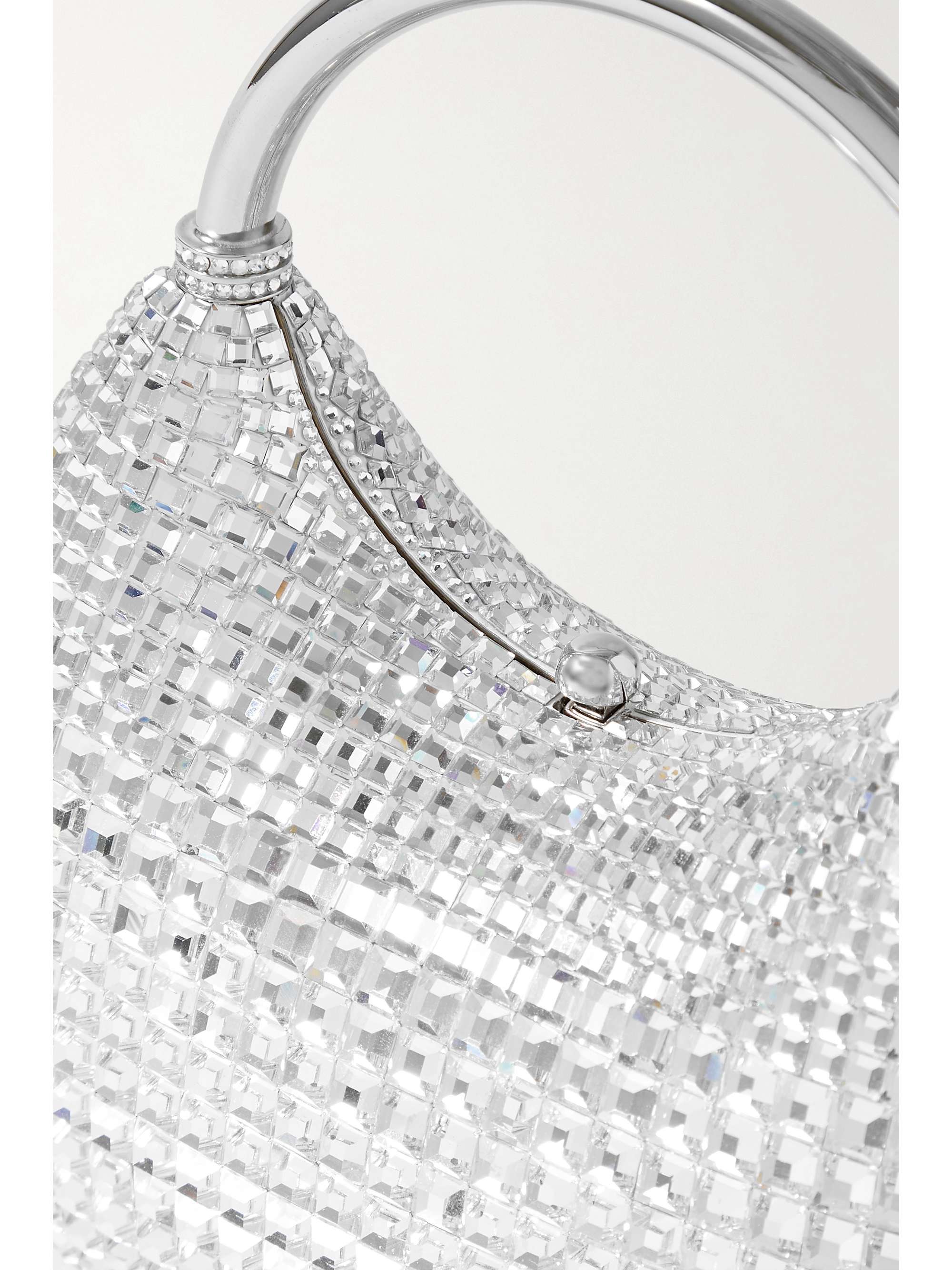 JUDITH LEIBER COUTURE Disco crystal-embellished silver-tone tote