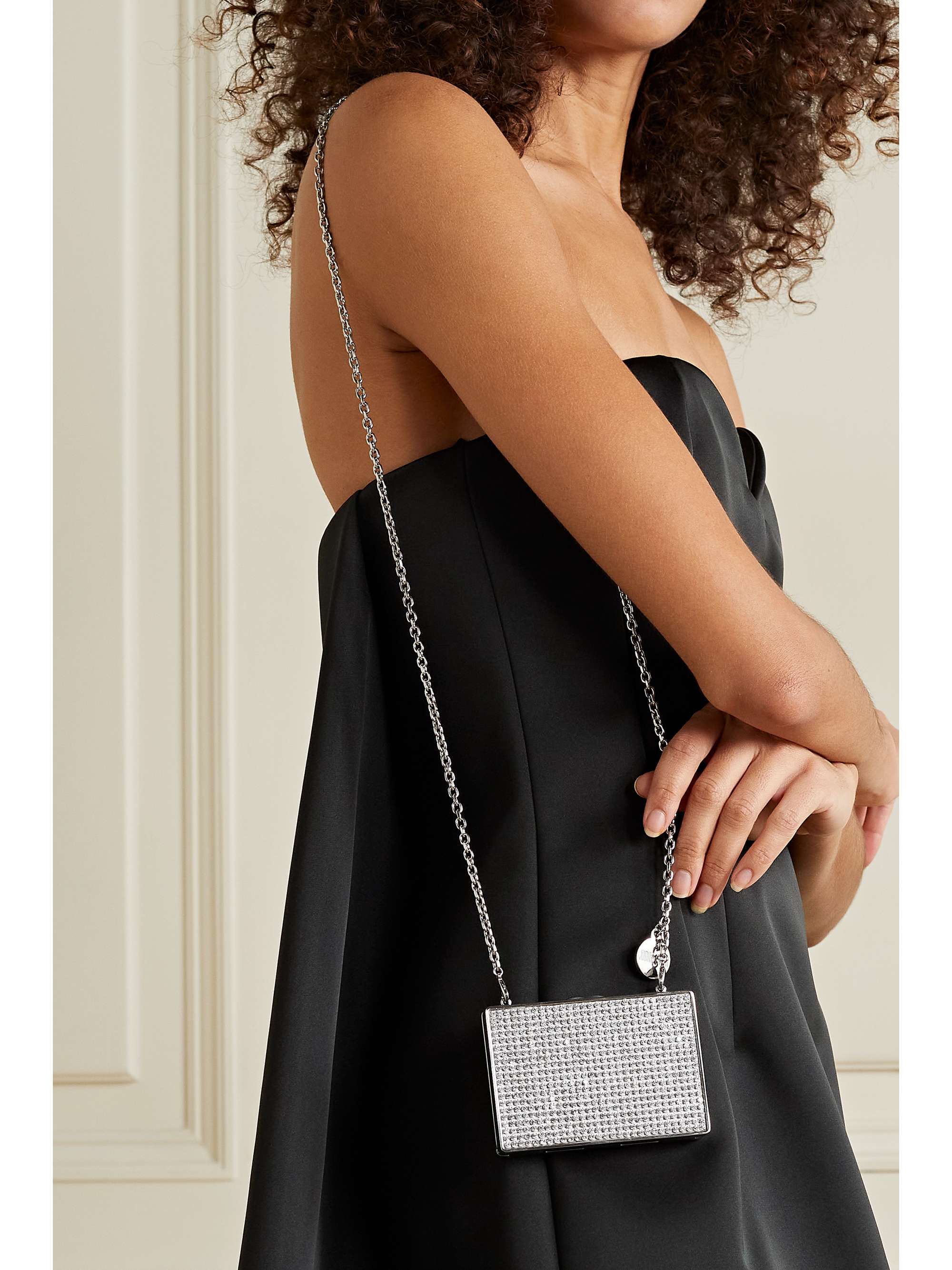 JUDITH LEIBER COUTURE Mini Minaudiere crystal-embellished silver-tone clutch