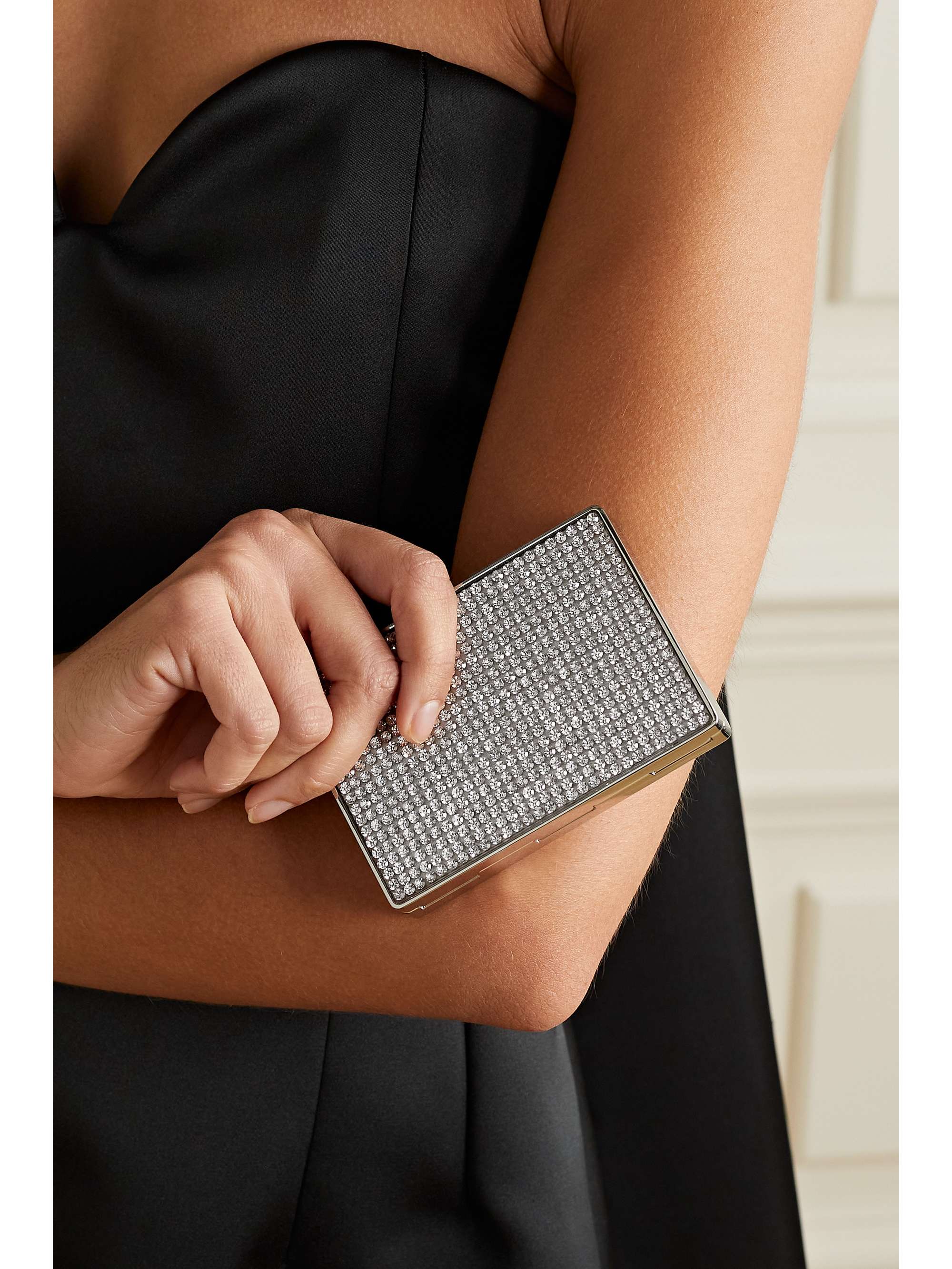JUDITH LEIBER COUTURE Mini Minaudiere crystal-embellished silver-tone clutch