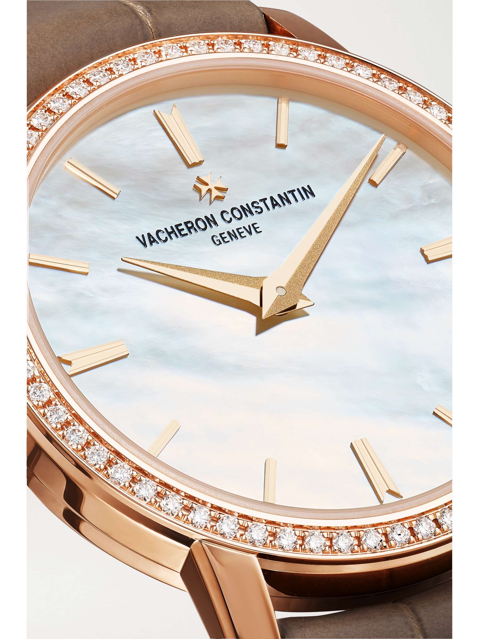 VACHERON CONSTANTIN Traditionnelle 30mm 18-karat rose gold, alligator, mother-of-pearl and diamond watch