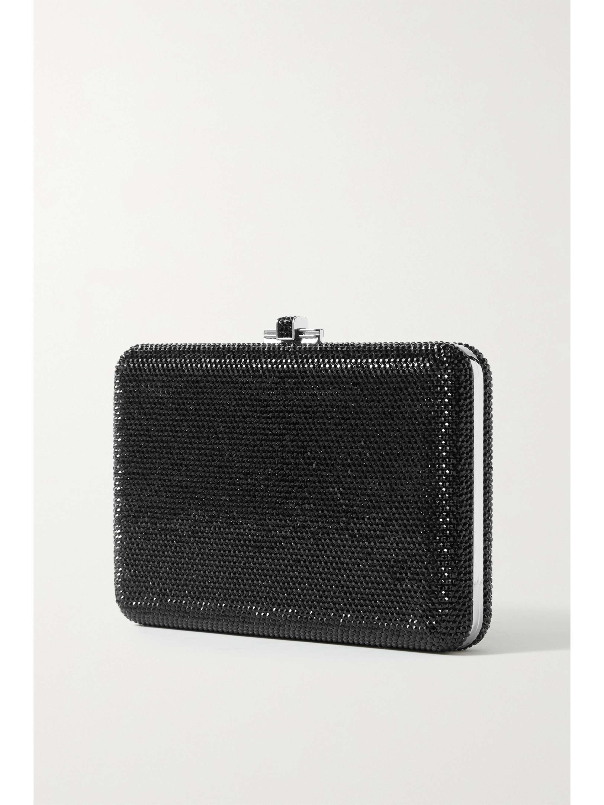 JUDITH LEIBER COUTURE Slim Slide crystal-embellished silver-tone clutch