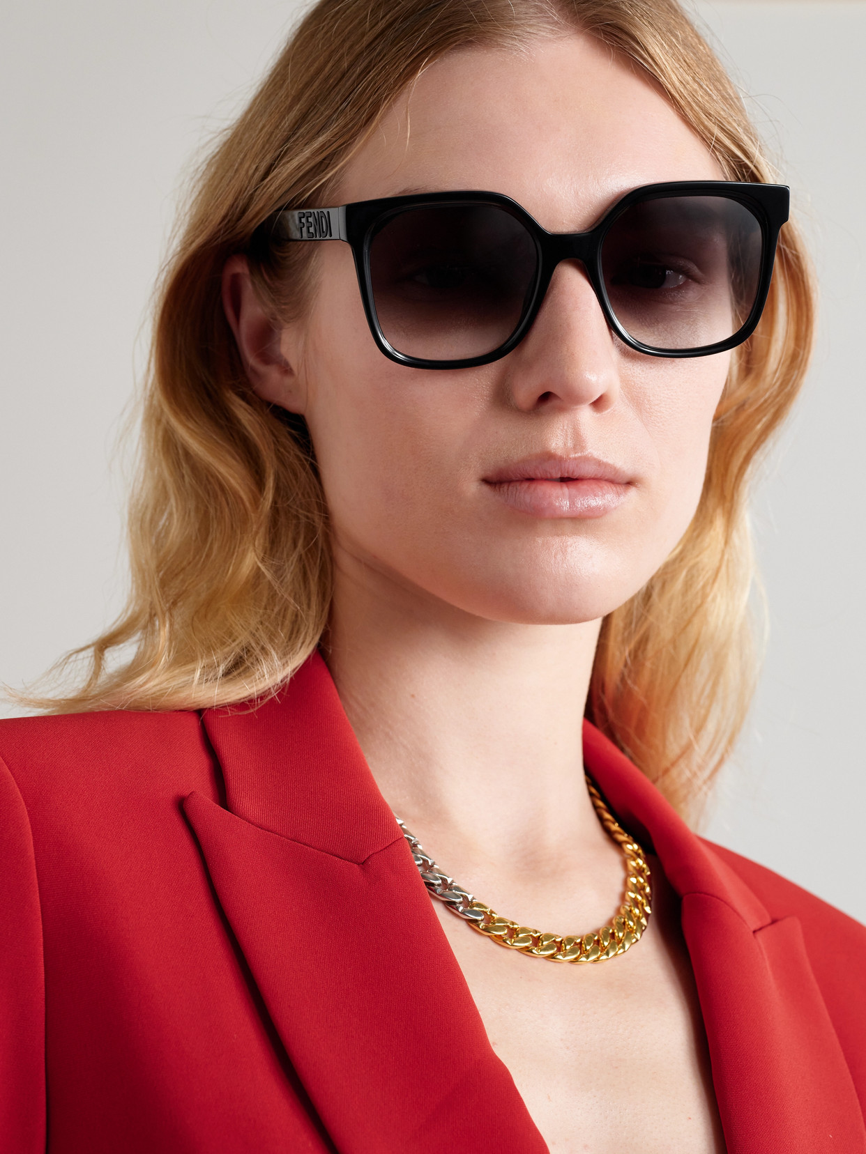 FENDI OVERSIZED SQUARE-FRAME ACETATE SUNGLASSES
