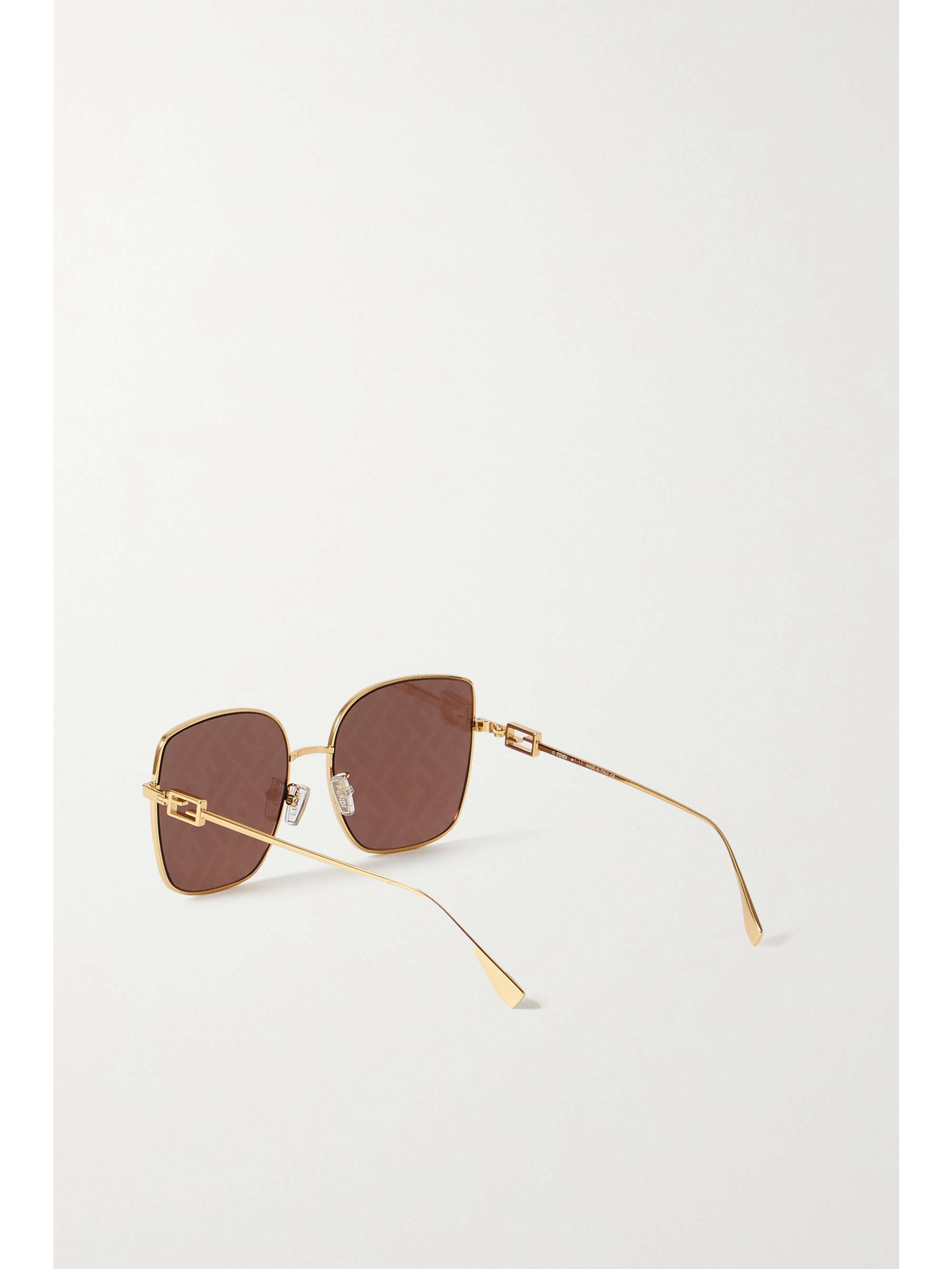 FENDI Lunettes de soleil carrées oversize en métal doré Baguette