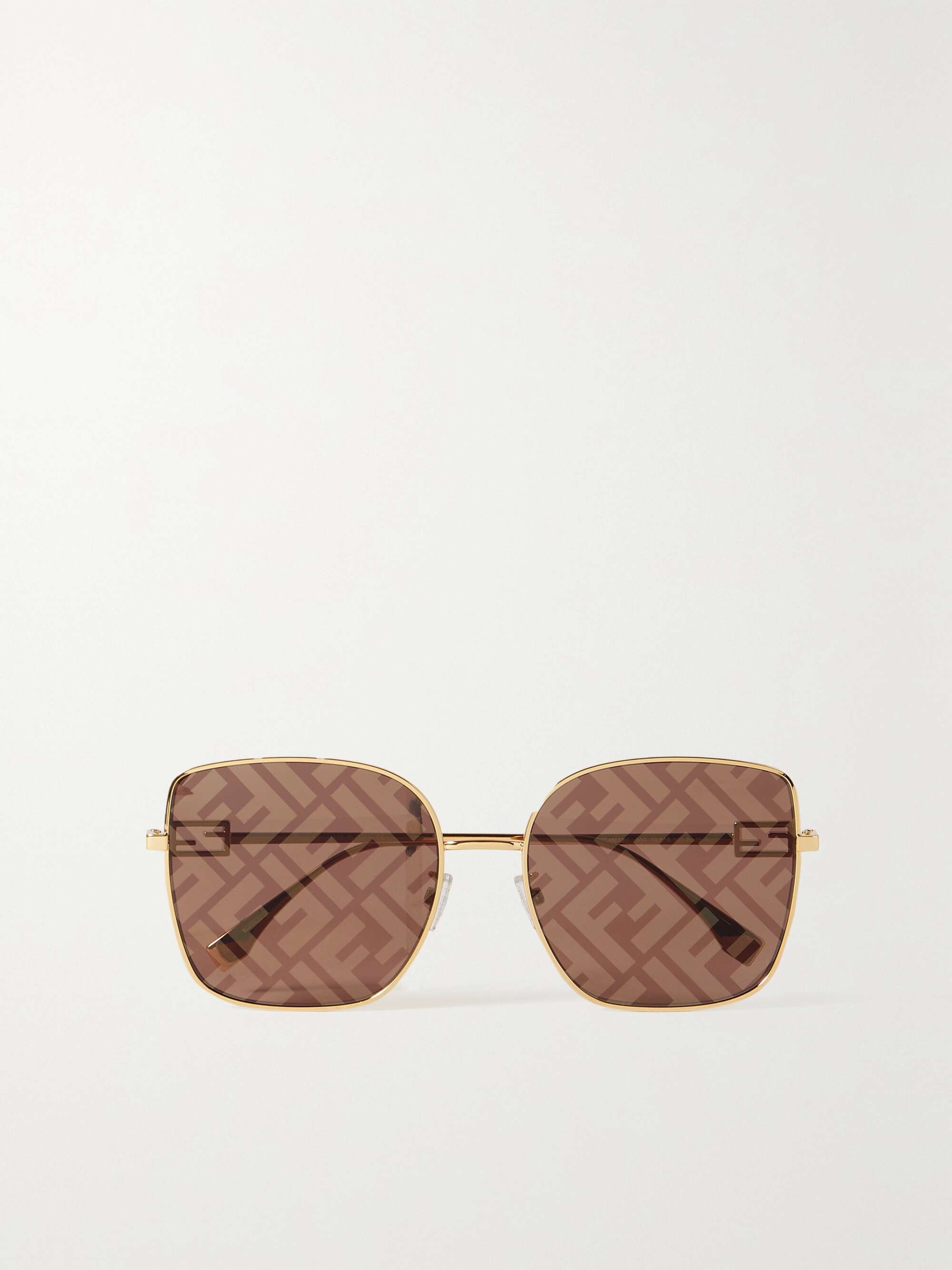 FENDI EYEWEAR O'Lock oversized square-frame gold-tone sunglasses