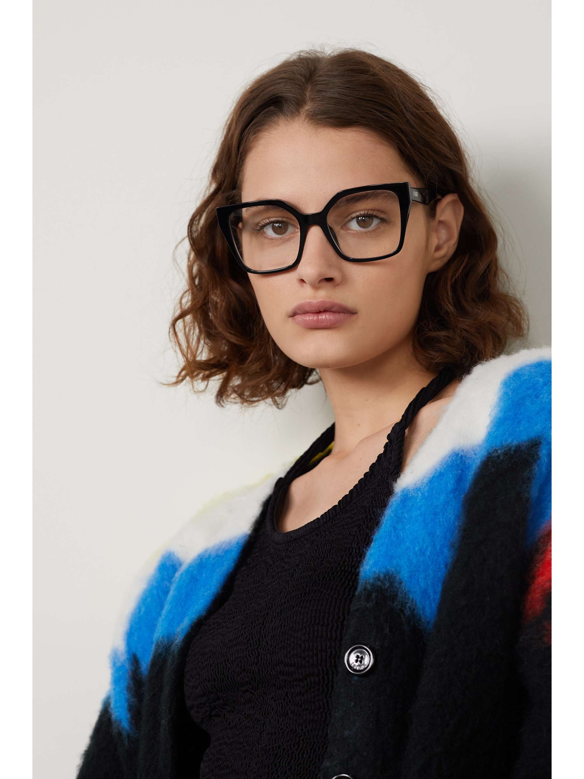 FENDI EYEWEAR Oversized square-frame acetate optical glasses