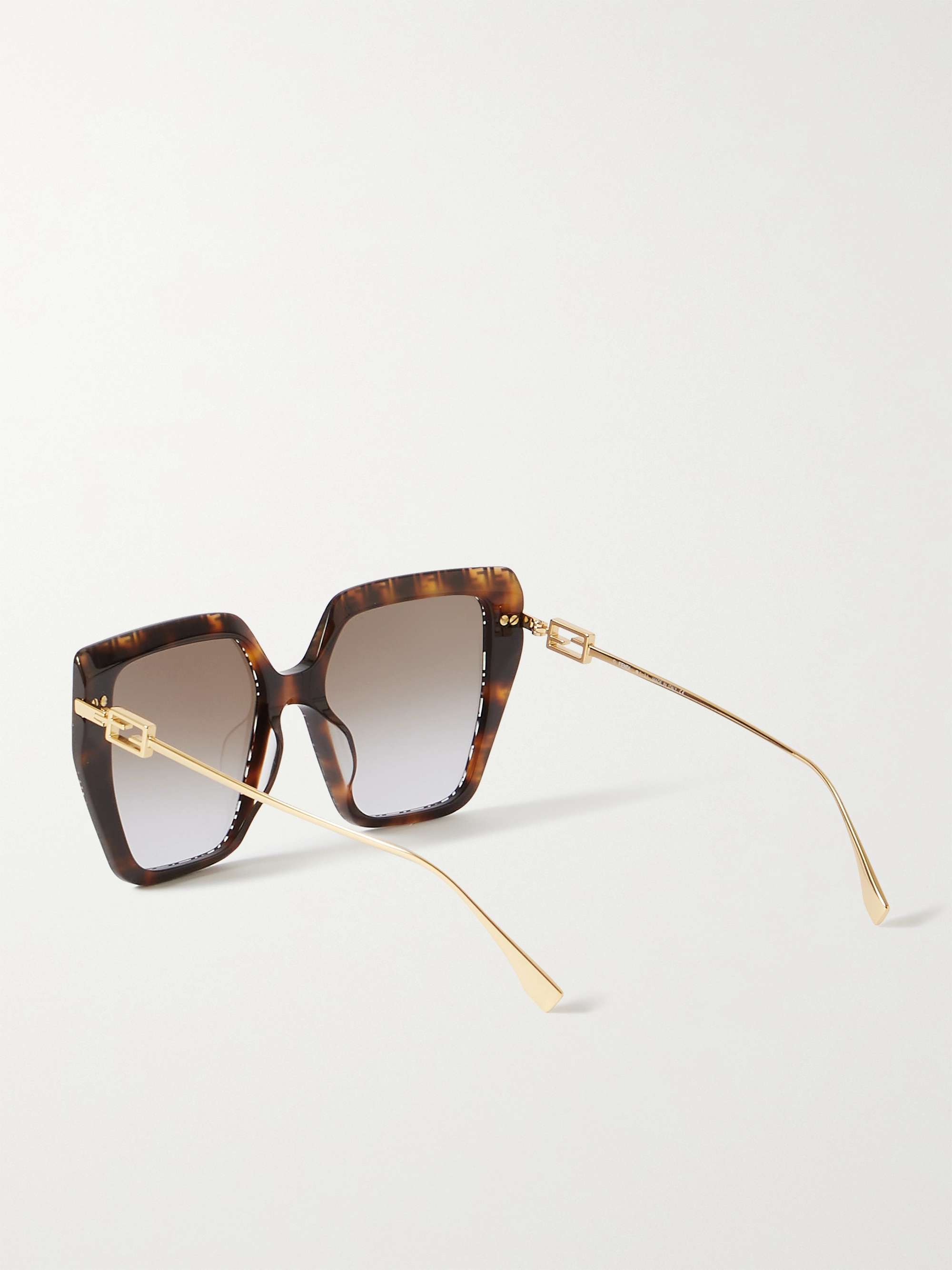 FENDI EYEWEAR Oversized square-frame acetate and gold-tone sunglasses