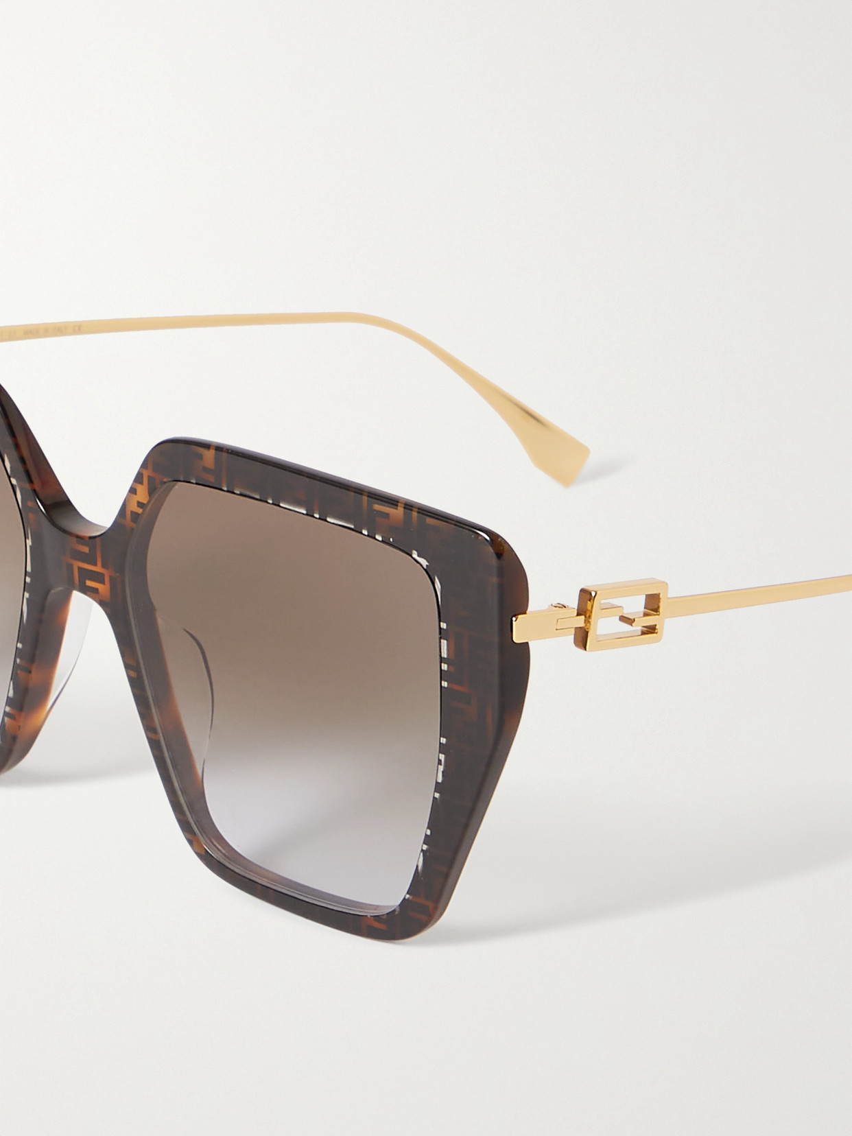 FENDI OVERSIZED SQUARE-FRAME ACETATE AND GOLD-TONE SUNGLASSES