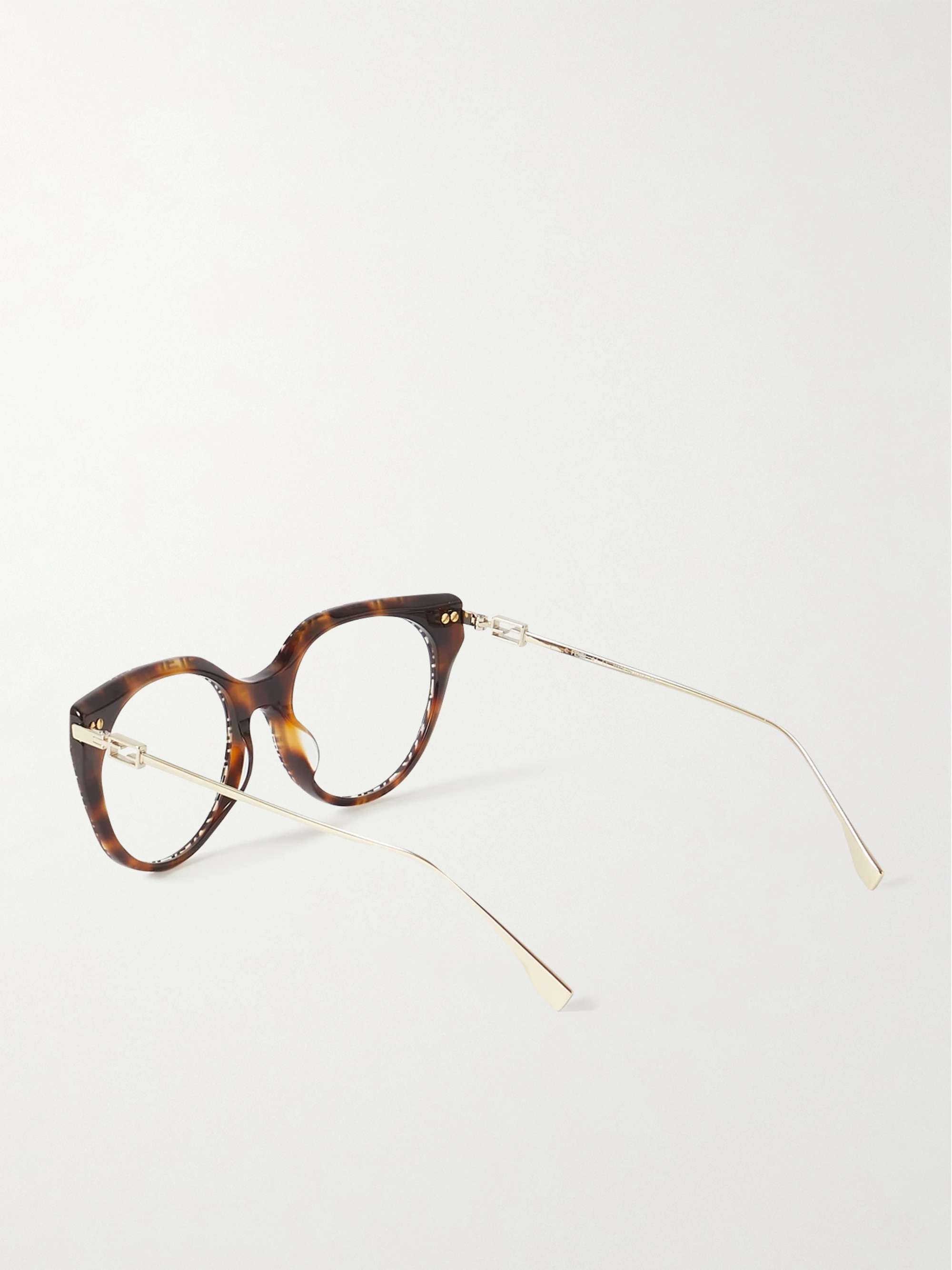 FENDI EYEWEAR Oversized cat-eye tortoiseshell acetate and gold-tone optical glasses